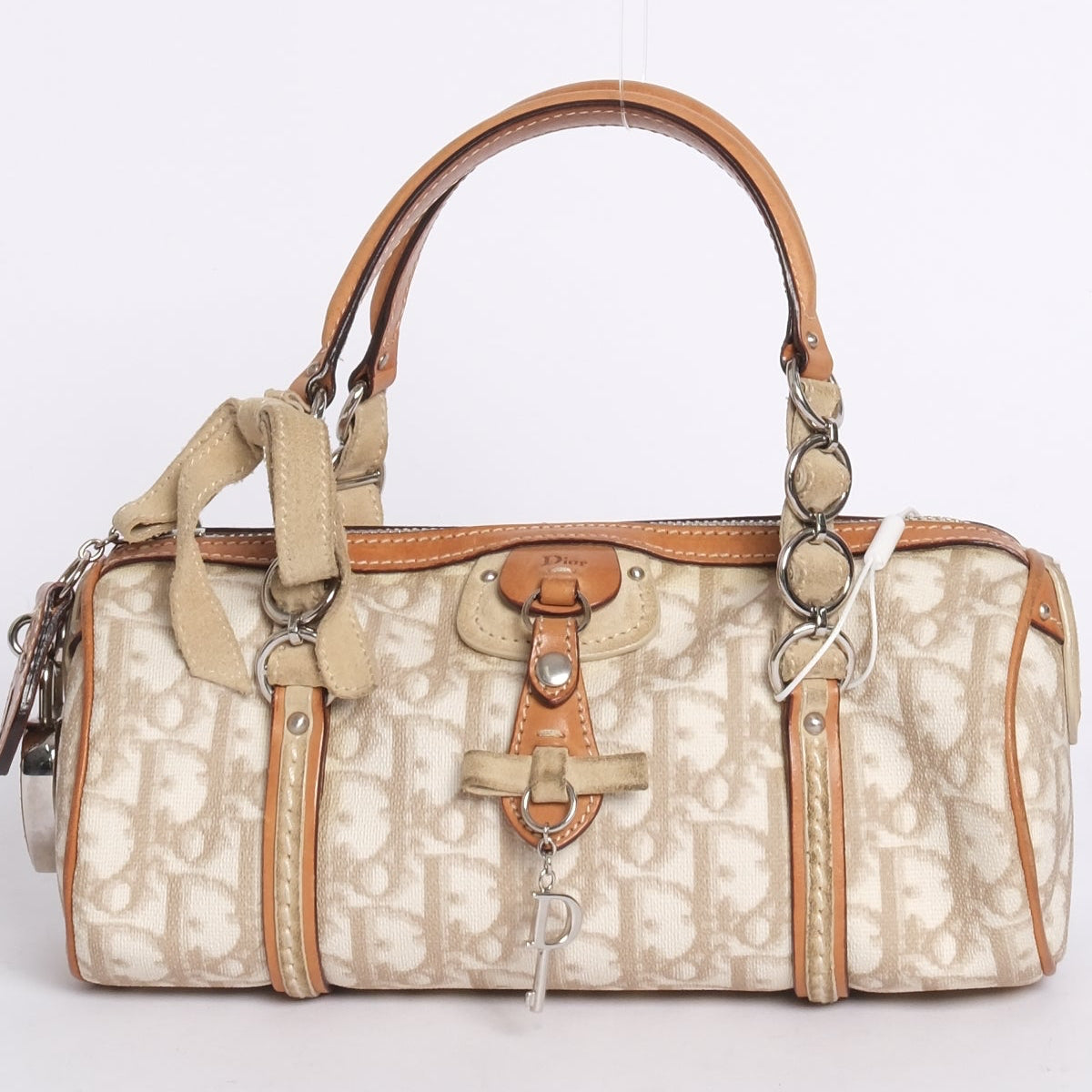 Christian Dior Cream Trotter Monogram Romantique Barrel Bag