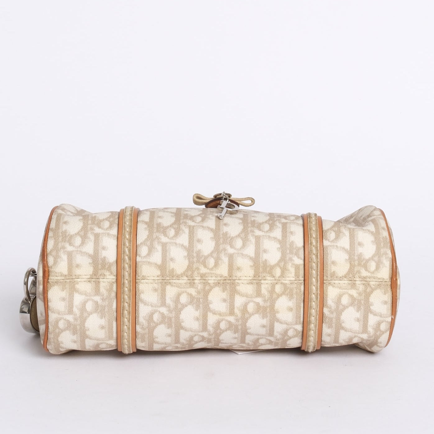 Christian Dior Cream Trotter Monogram Romantique Barrel Bag