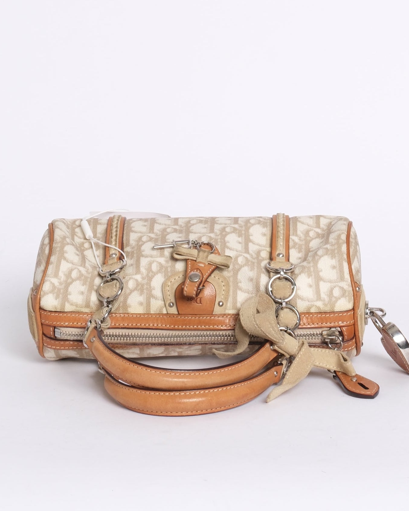 Christian Dior Cream Trotter Monogram Romantique Barrel Bag