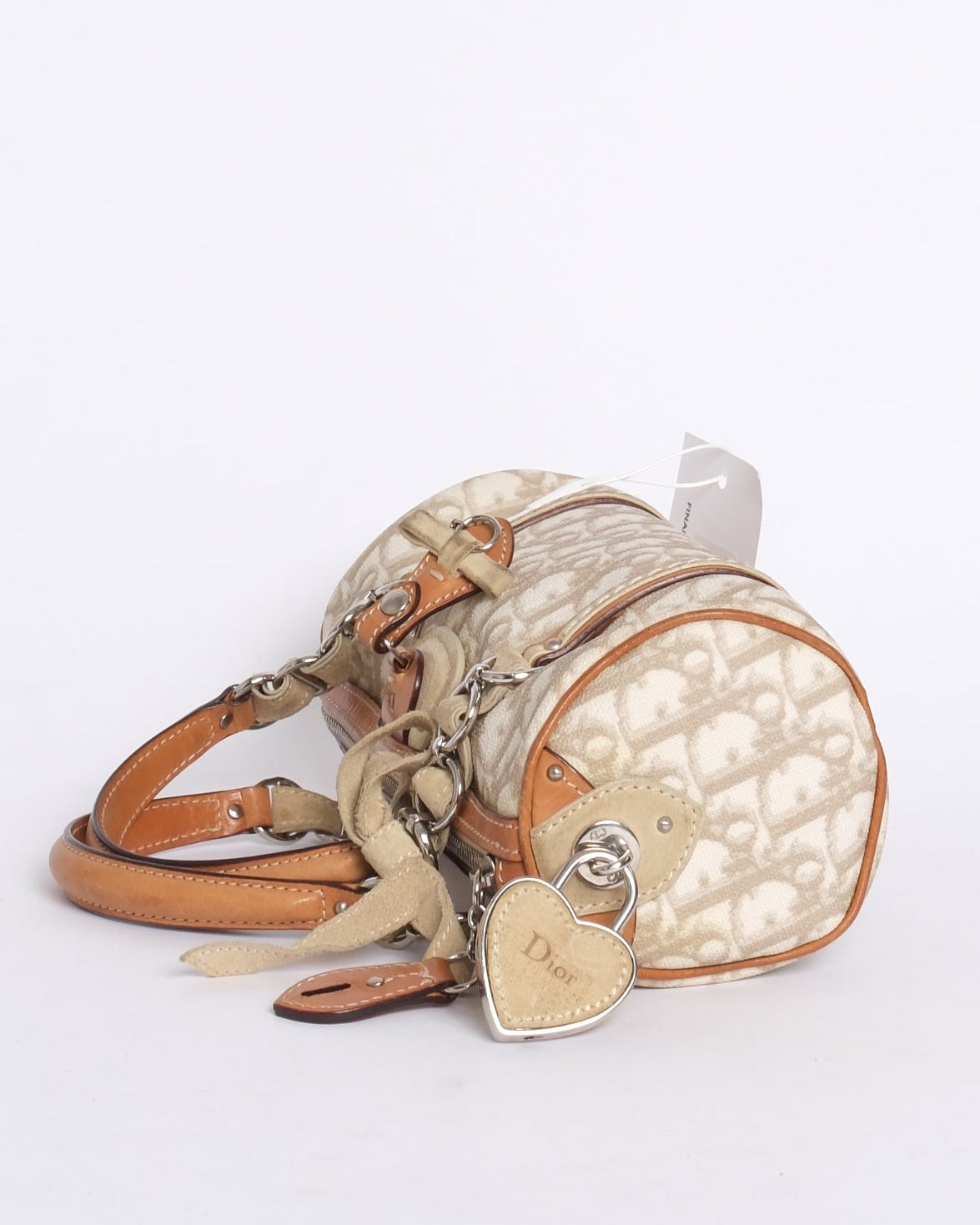 Christian Dior Cream Trotter Monogram Romantique Barrel Bag