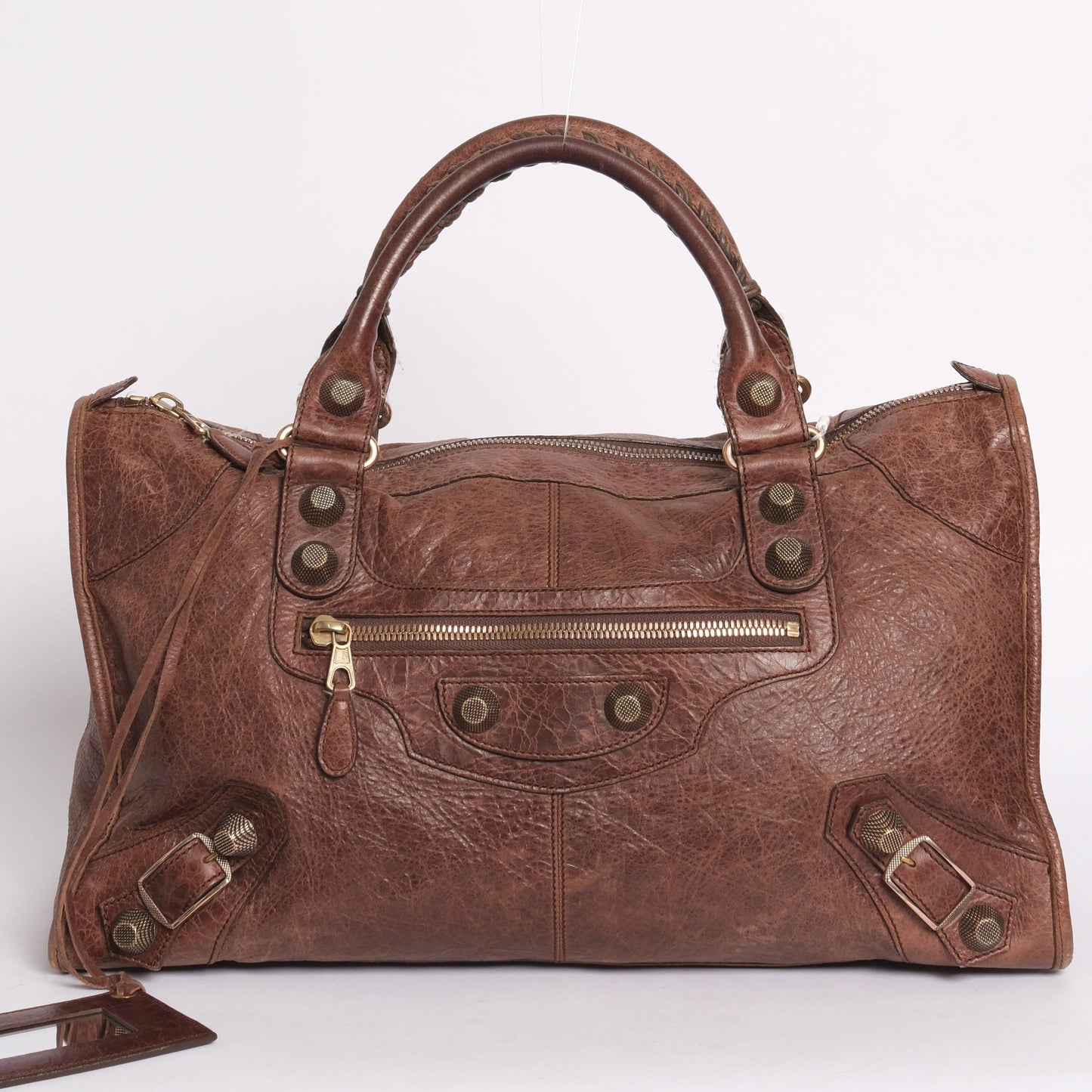 Balenciaga Brown Leather Work City Bag w/ Giant Hardware