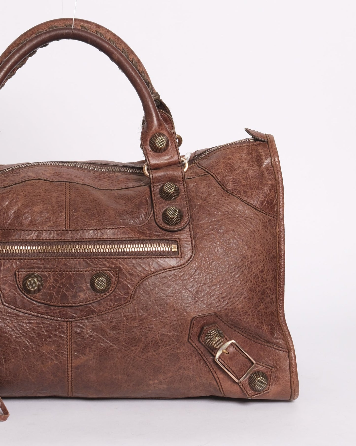 Balenciaga Brown Leather Work City Bag w/ Giant Hardware
