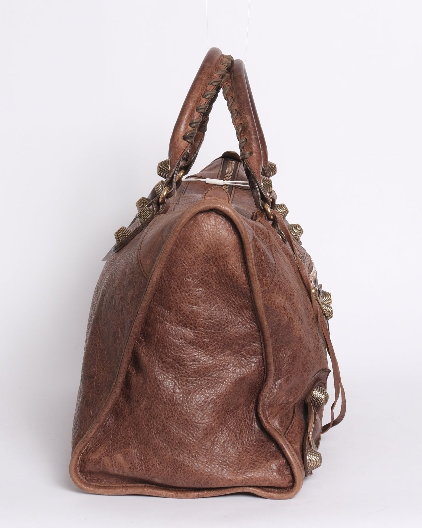 Balenciaga Brown Leather Work City Bag w/ Giant Hardware