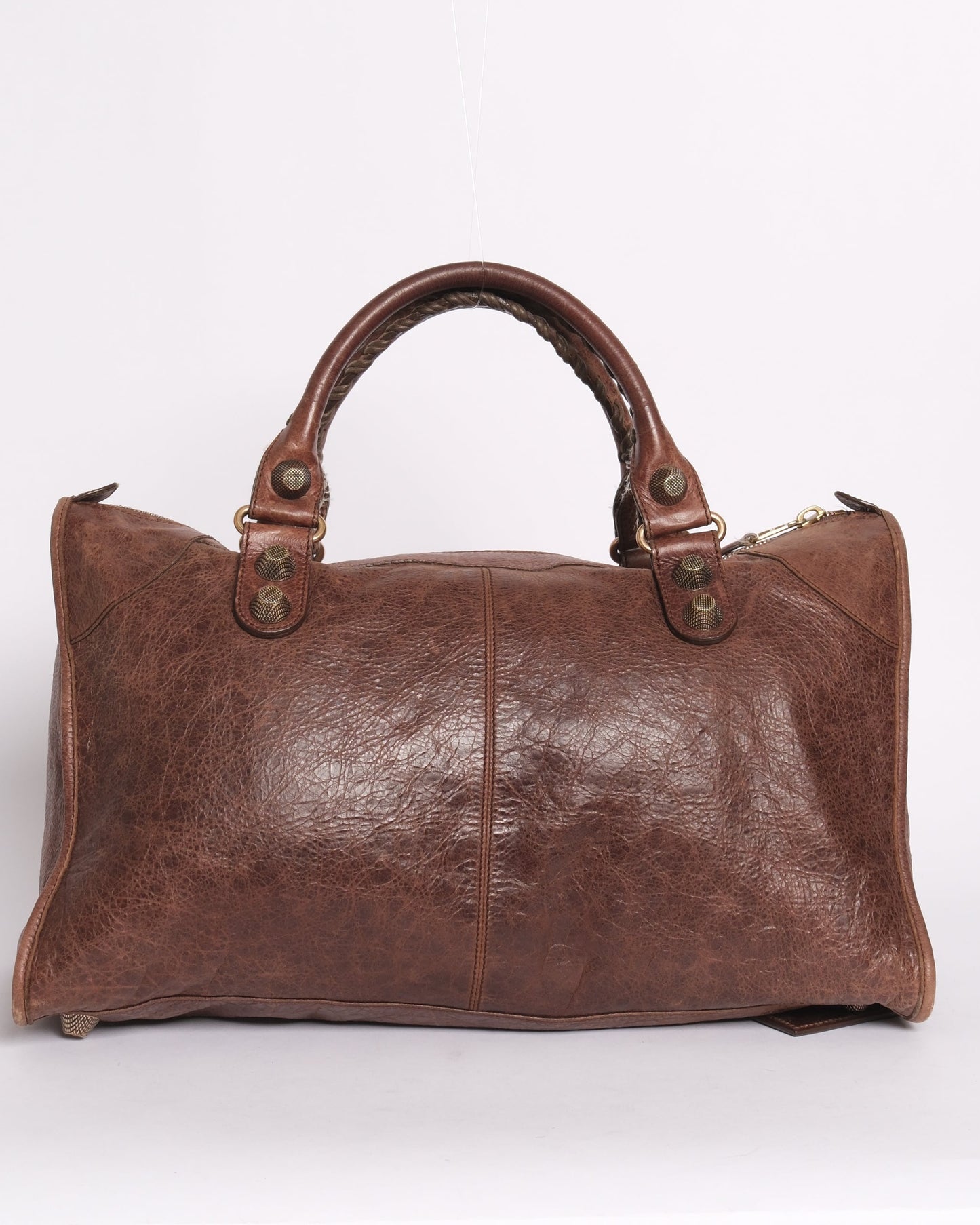 Balenciaga Brown Leather Work City Bag w/ Giant Hardware