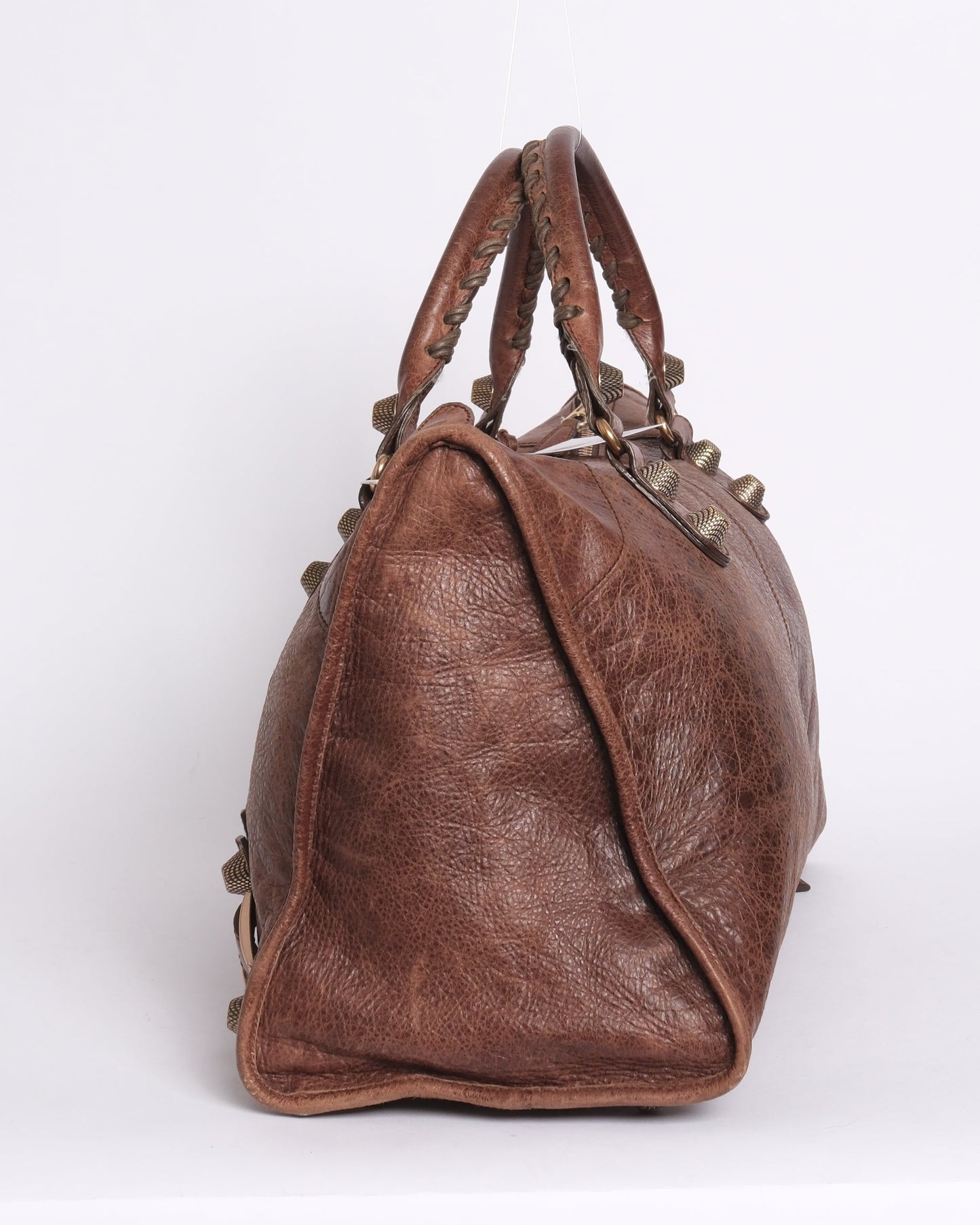 Balenciaga Brown Leather Work City Bag w/ Giant Hardware