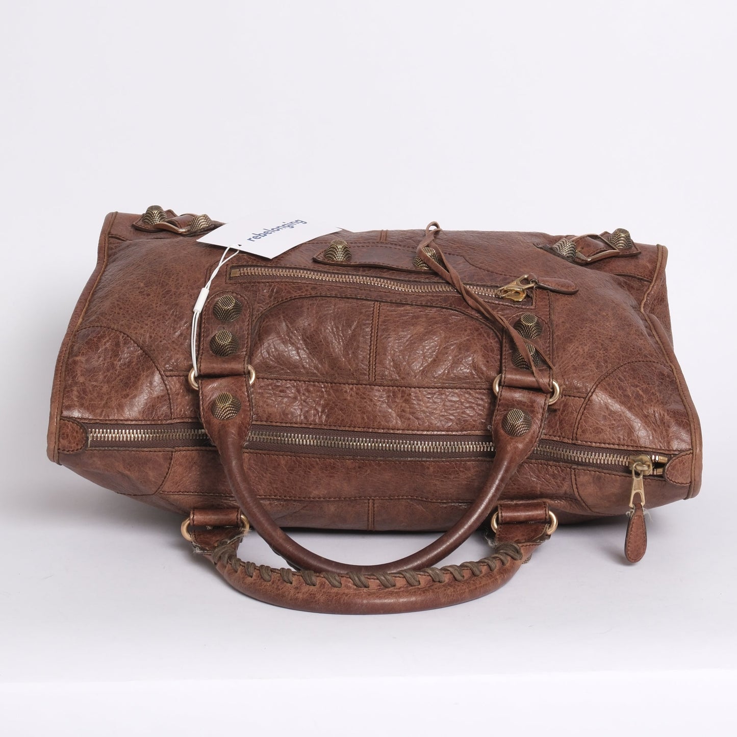 Balenciaga Brown Leather Work City Bag w/ Giant Hardware
