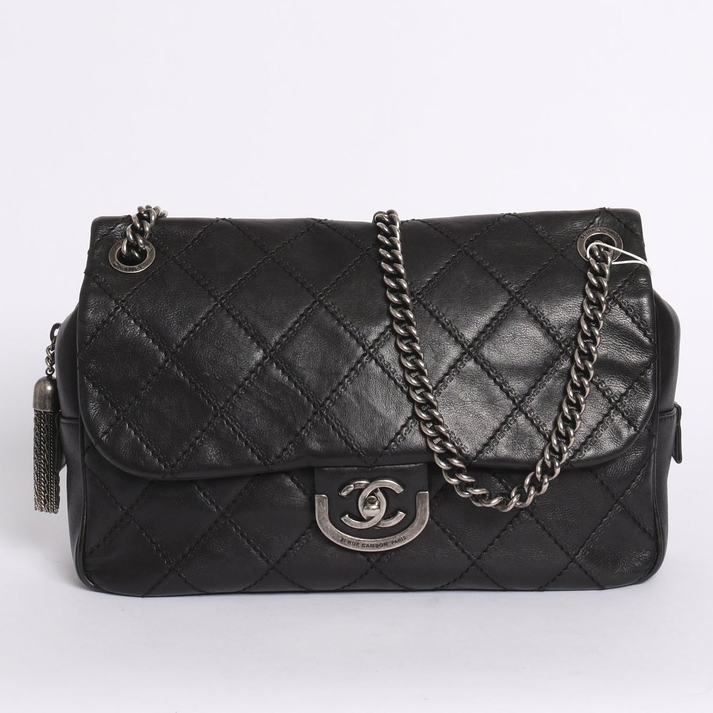 Chanel Black Lambskin Leather Paris-Edinburgh Flap