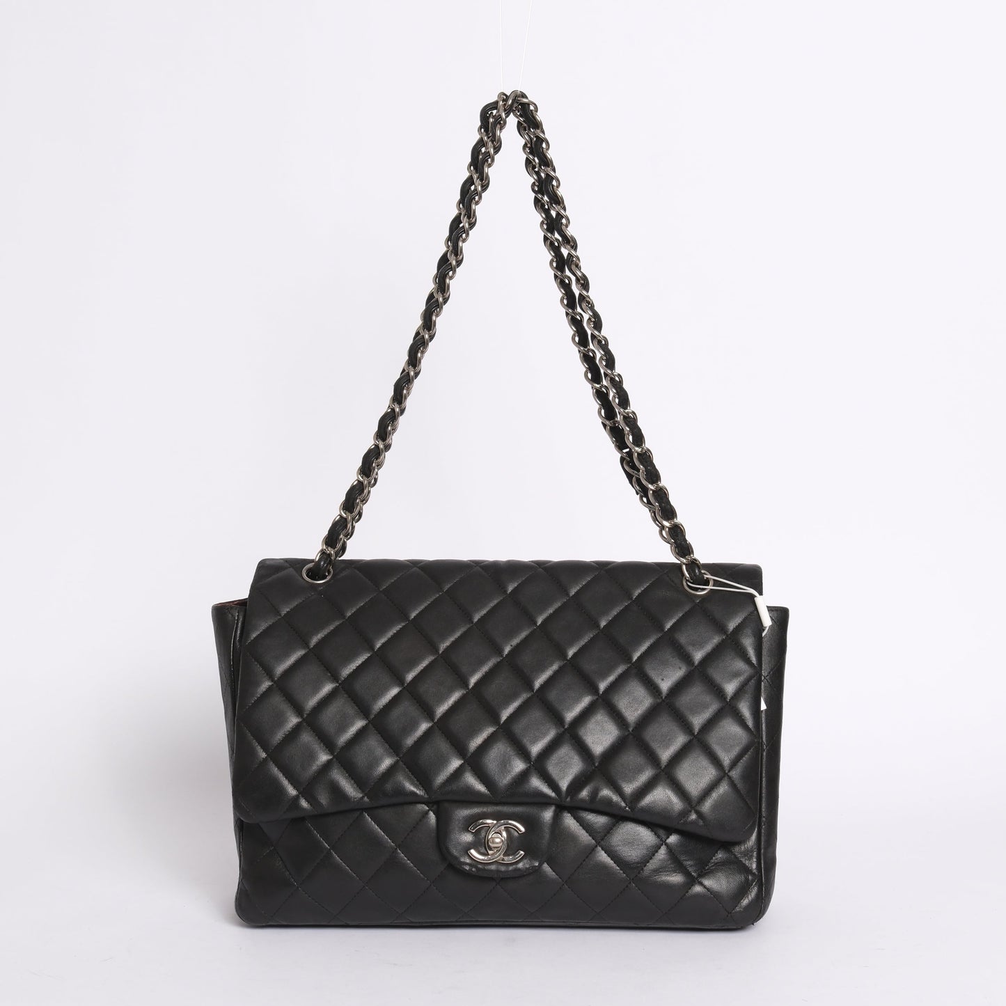 Chanel Black Lambskin Jumbo Shoulder Bag Silver Hardware