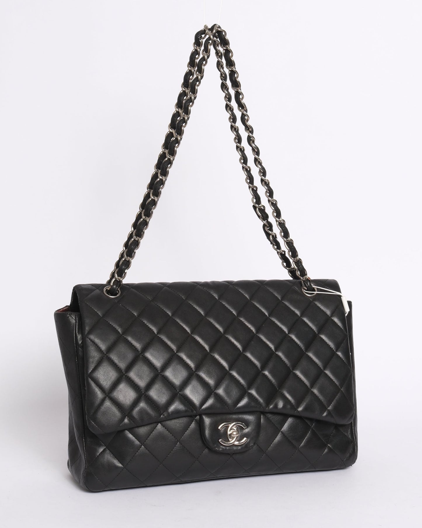 Chanel Black Lambskin Jumbo Shoulder Bag Silver Hardware