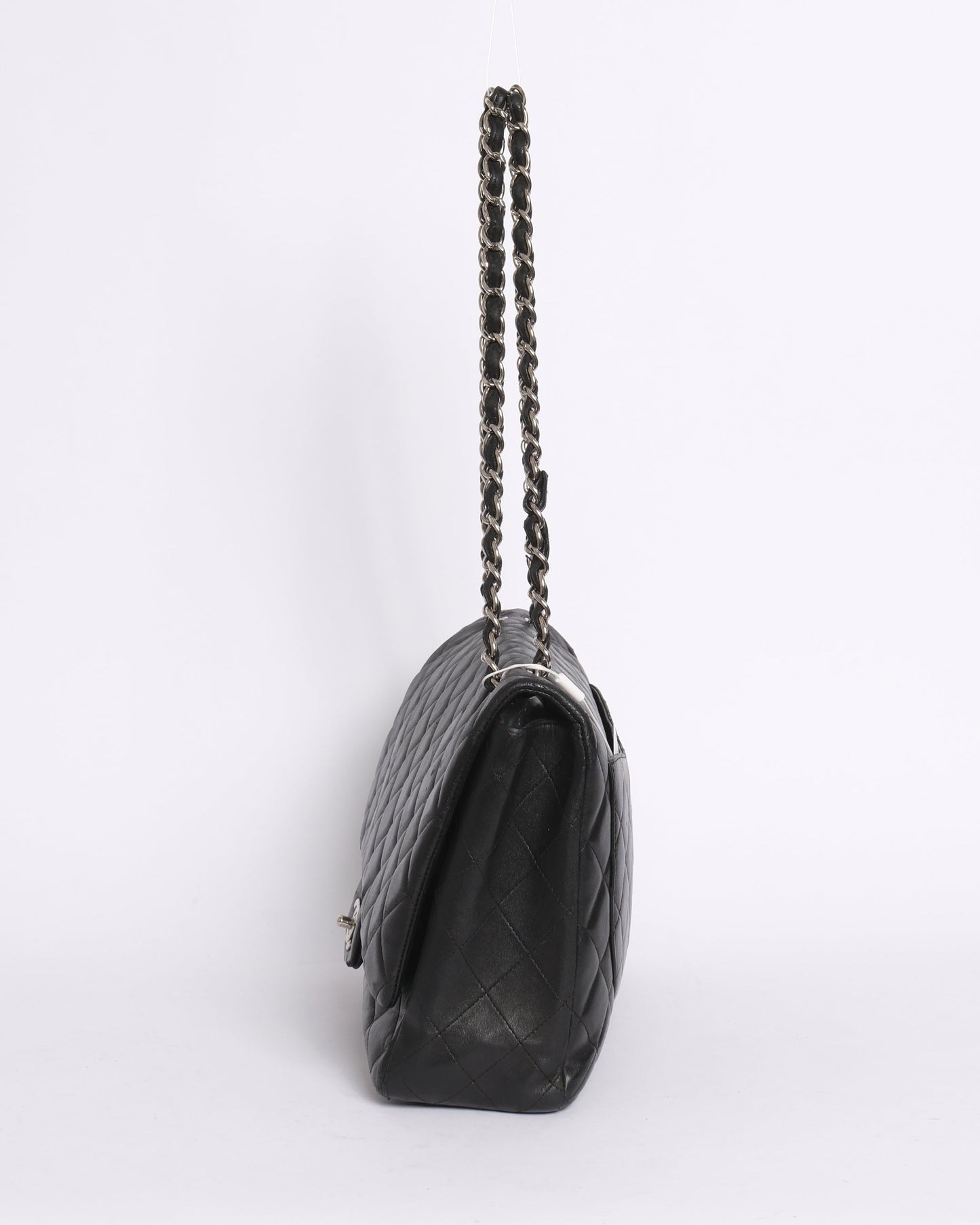 Chanel Black Lambskin Jumbo Shoulder Bag Silver Hardware