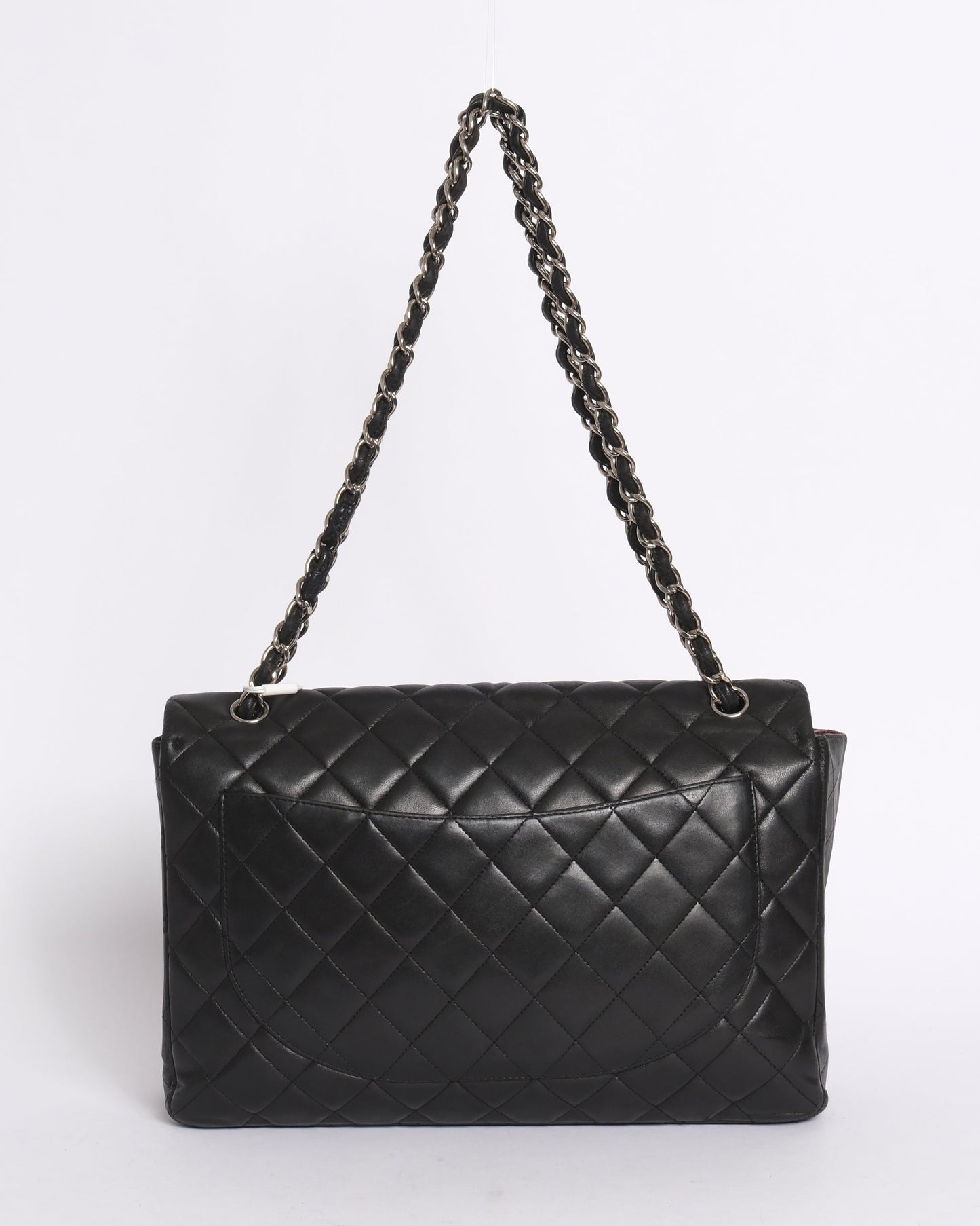Chanel Black Lambskin Jumbo Shoulder Bag Silver Hardware