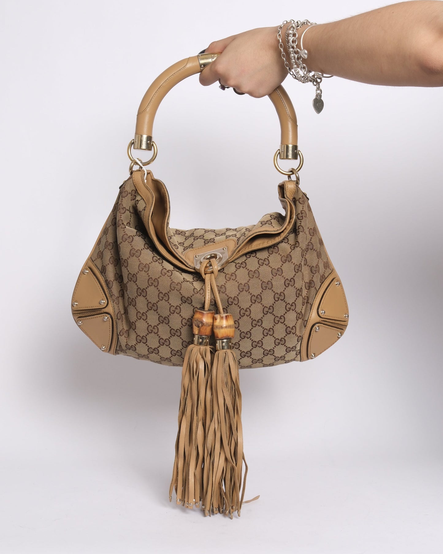 Gucci Brown Monogram Canvas Babouska Indy Shoulder