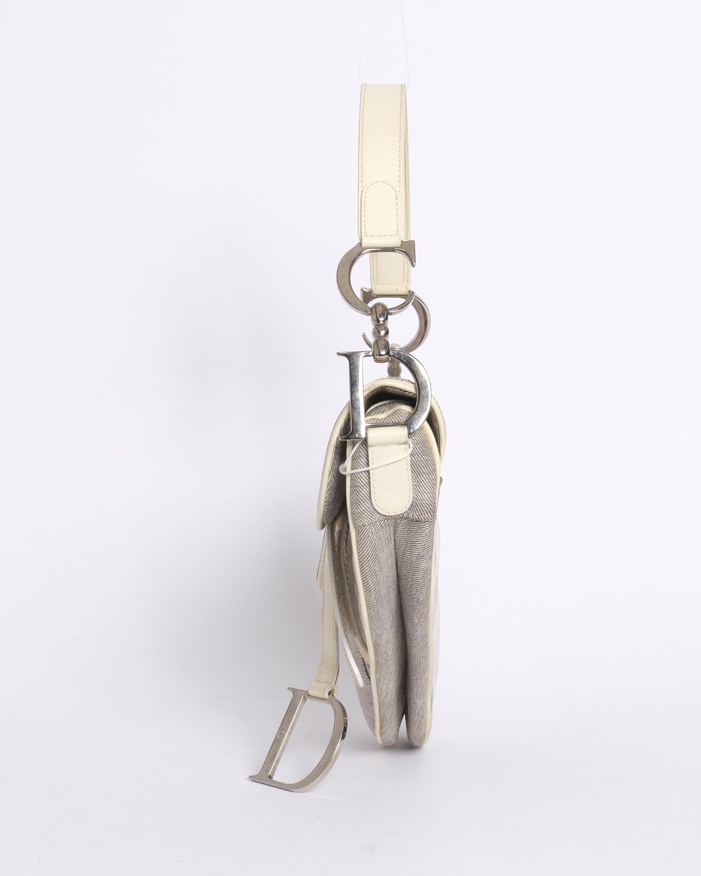 Christian Dior Gray Coated Canvas Saddle Bag