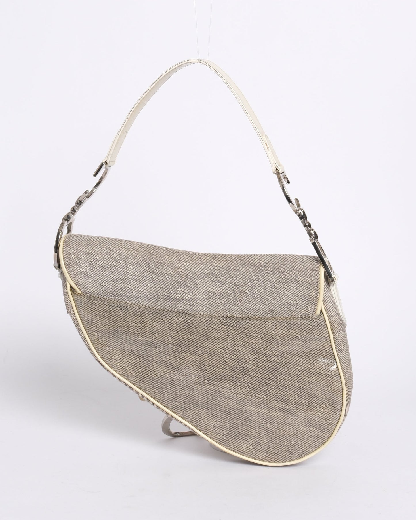 Christian Dior Gray Coated Canvas Saddle Bag