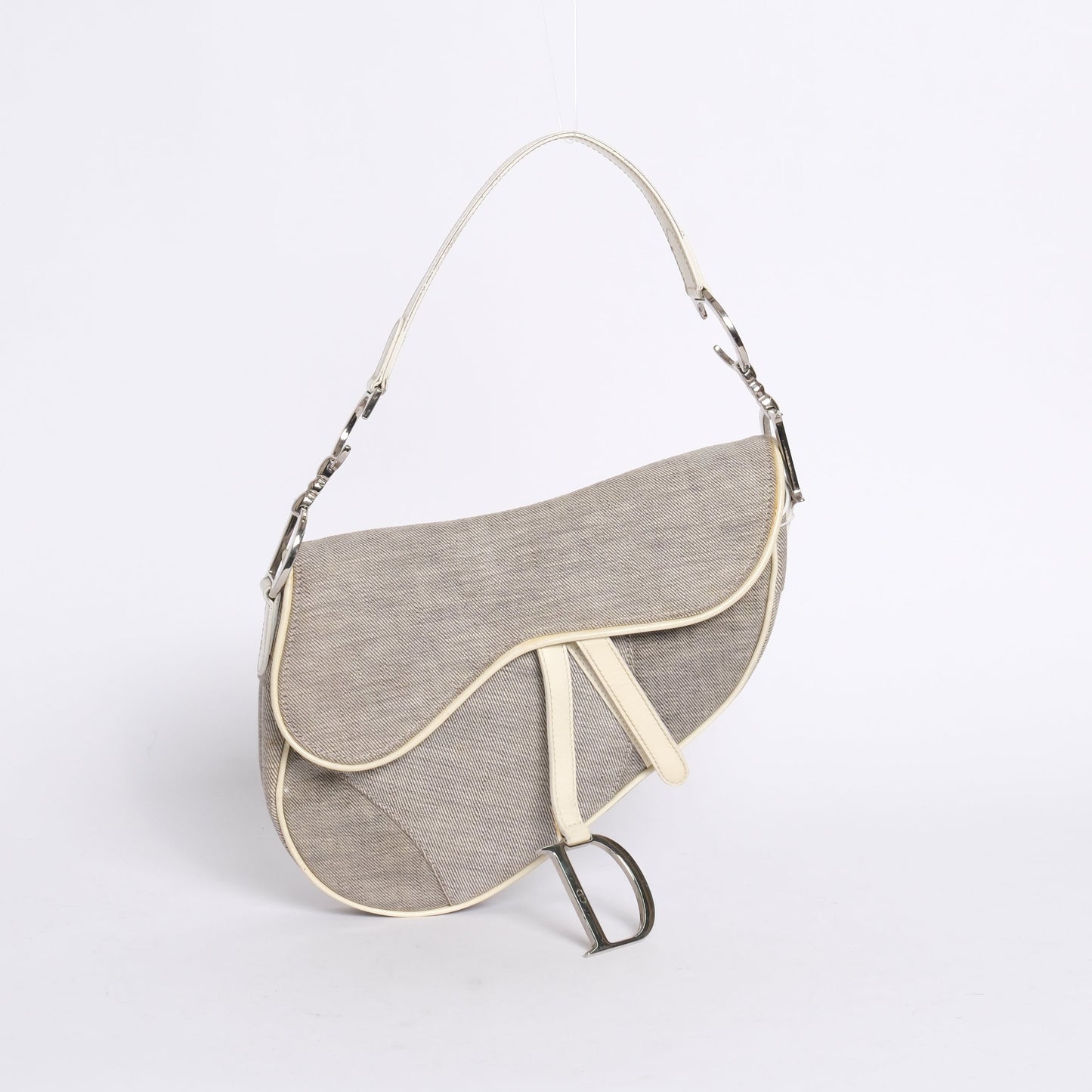 Christian Dior Gray Coated Canvas Saddle Bag