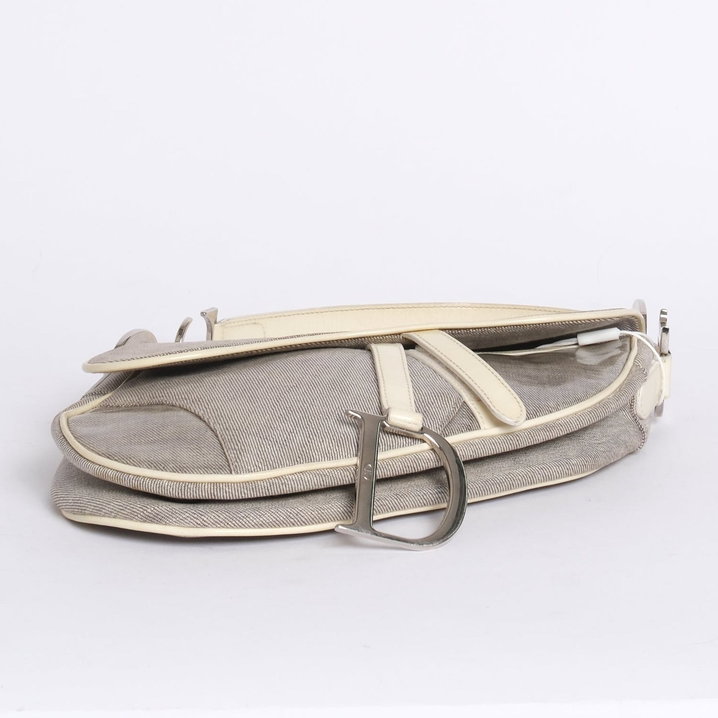 Christian Dior Gray Coated Canvas Saddle Bag