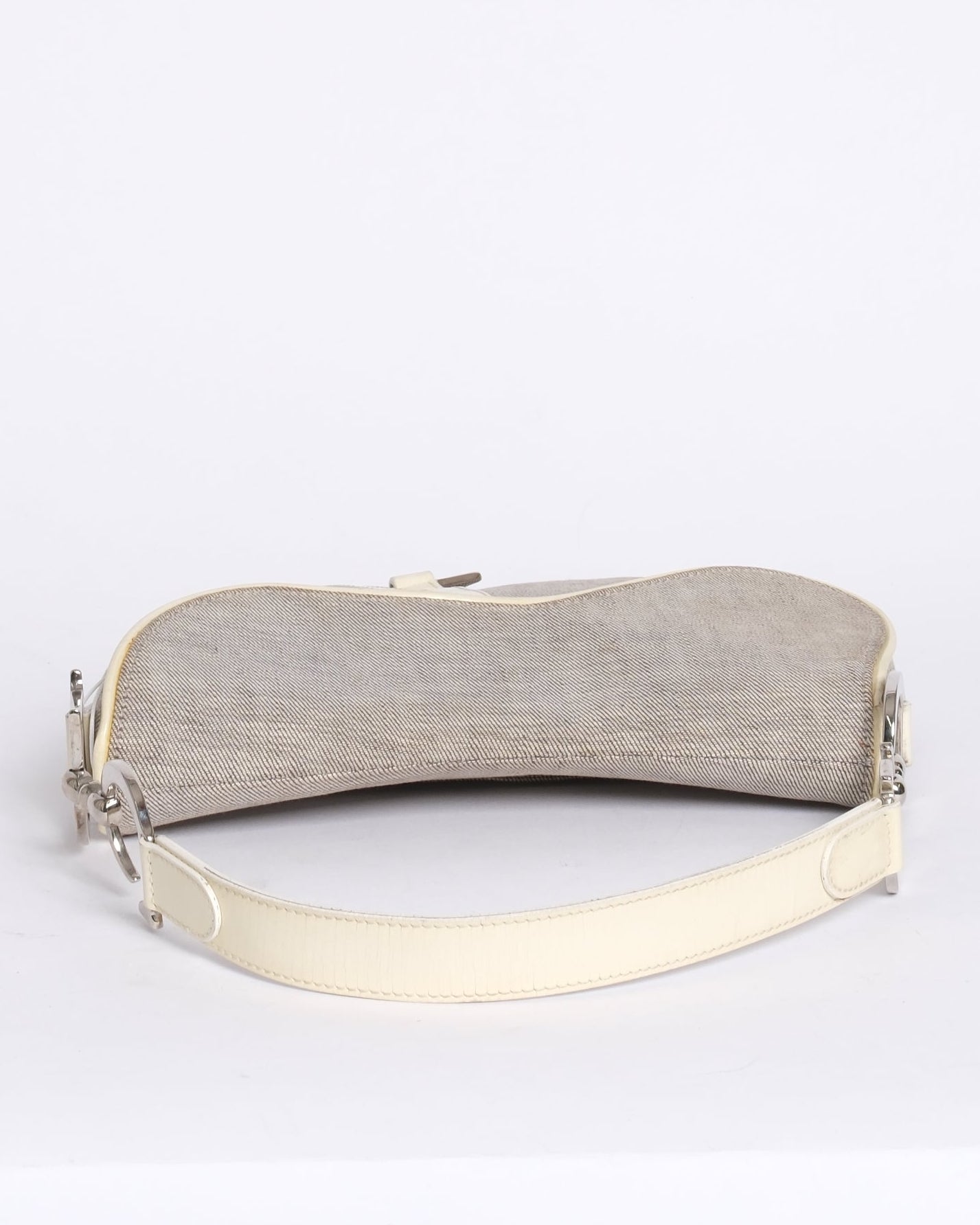 Christian Dior Gray Coated Canvas Saddle Bag