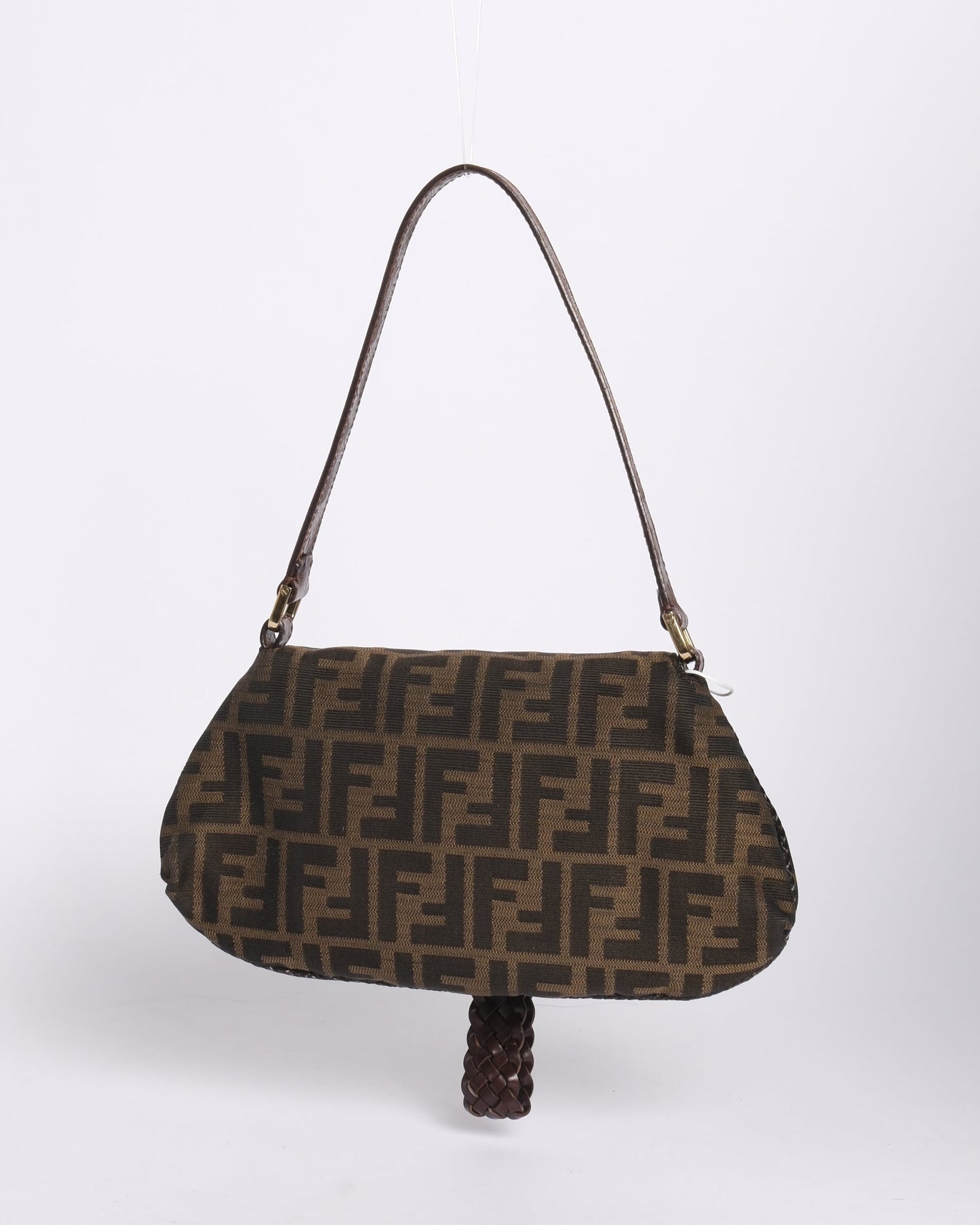 Fendi Brown Canvas & Leather Zucca Monogram Mini Spy Bag