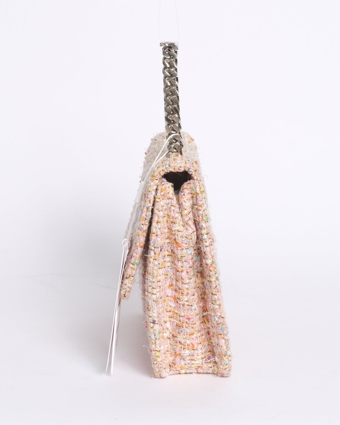 Chanel Pink Confetti Tweed Flap Handbag SHW