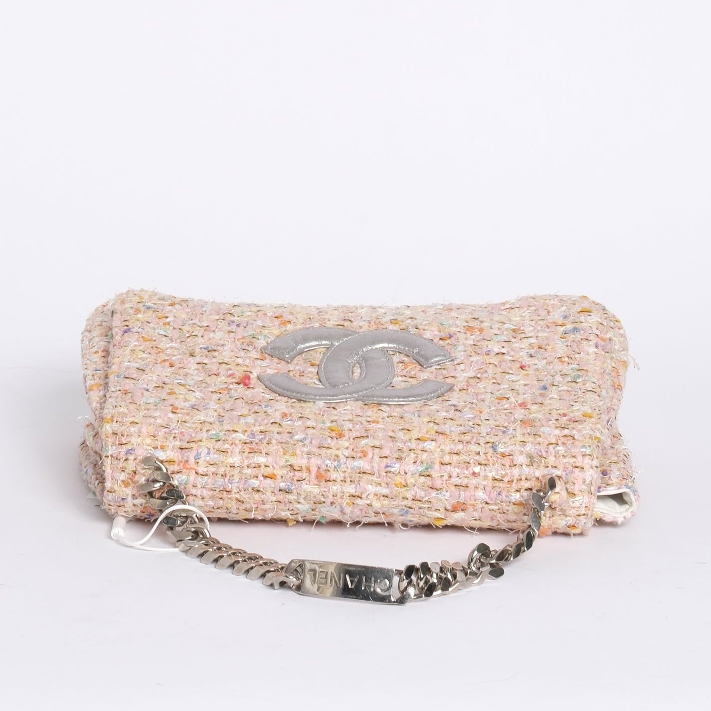 Chanel Pink Confetti Tweed Flap Handbag SHW