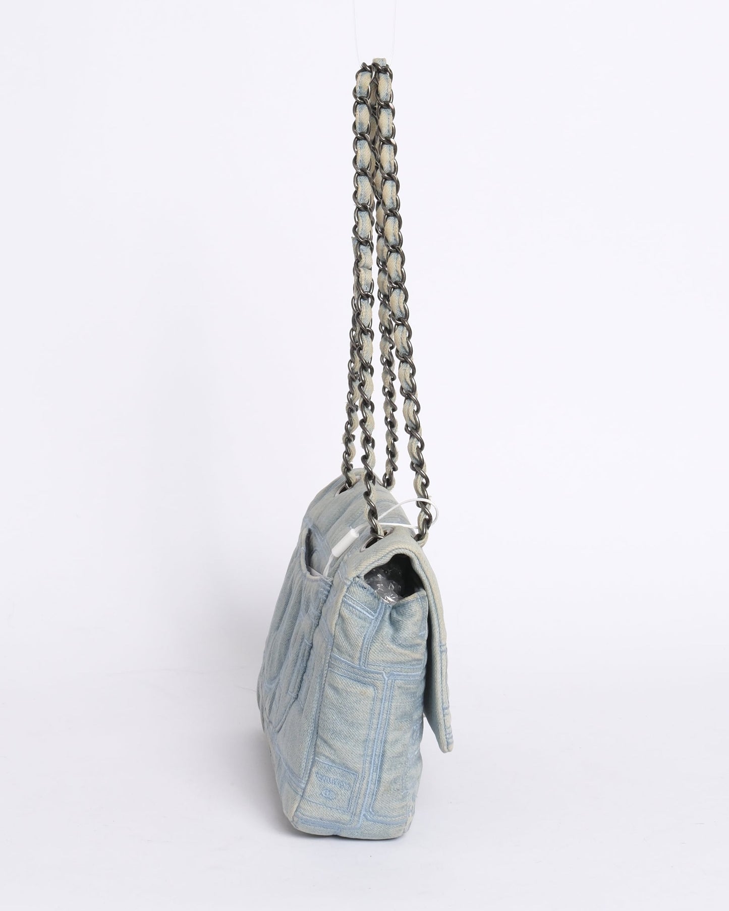 Chanel Light Denim Embroidered Perfume Chain Flap Shoulder Bag