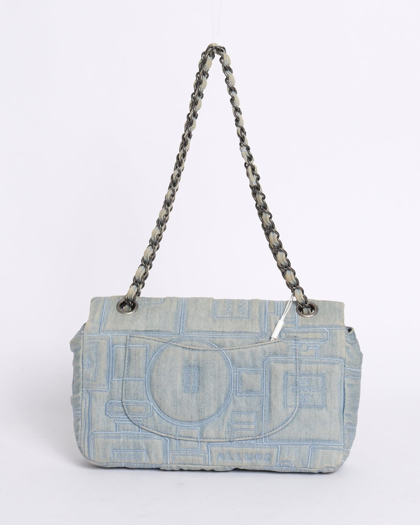 Chanel Light Denim Embroidered Perfume Chain Flap Shoulder Bag