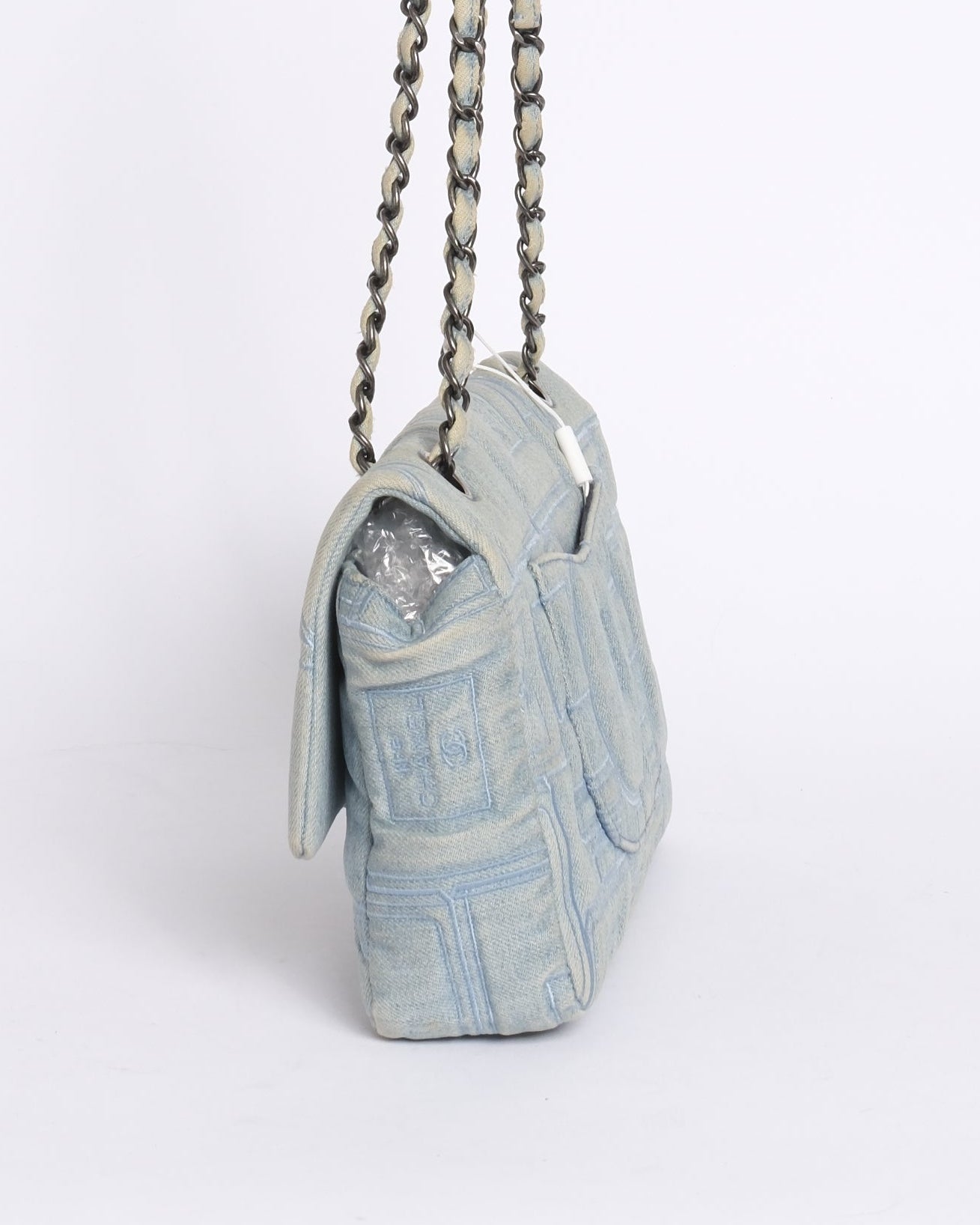 Chanel Light Denim Embroidered Perfume Chain Flap Shoulder Bag