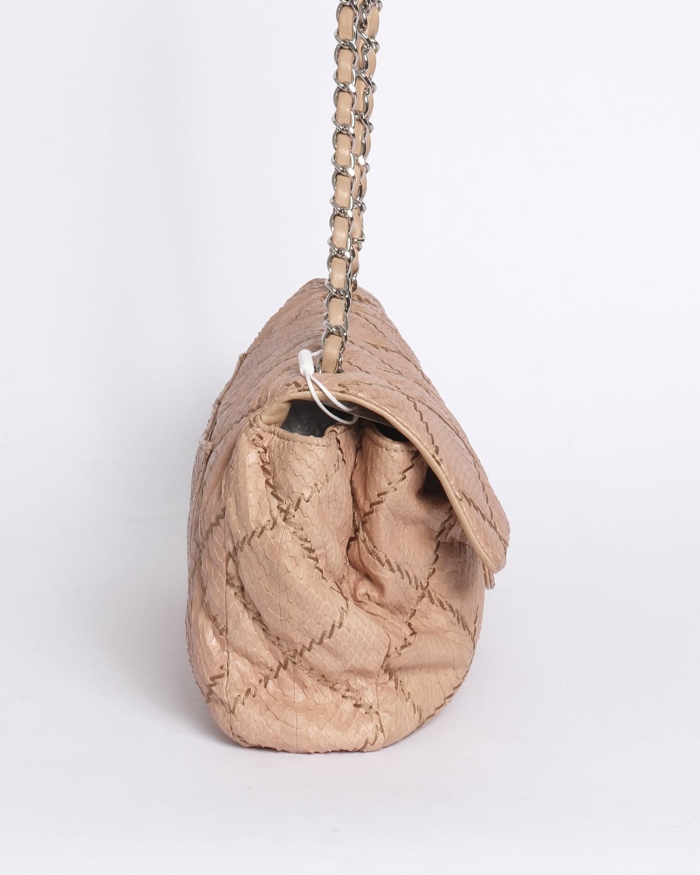 Chanel Beige Snakeskin Ultra Stitch Quilted Flap SHW