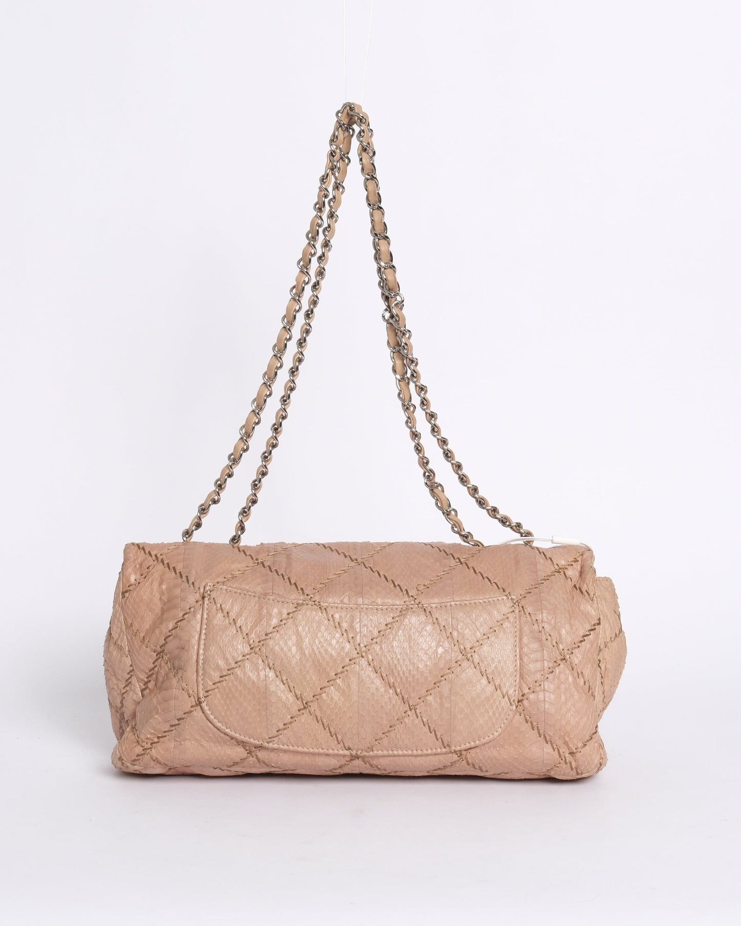 Chanel Beige Snakeskin Ultra Stitch Quilted Flap SHW