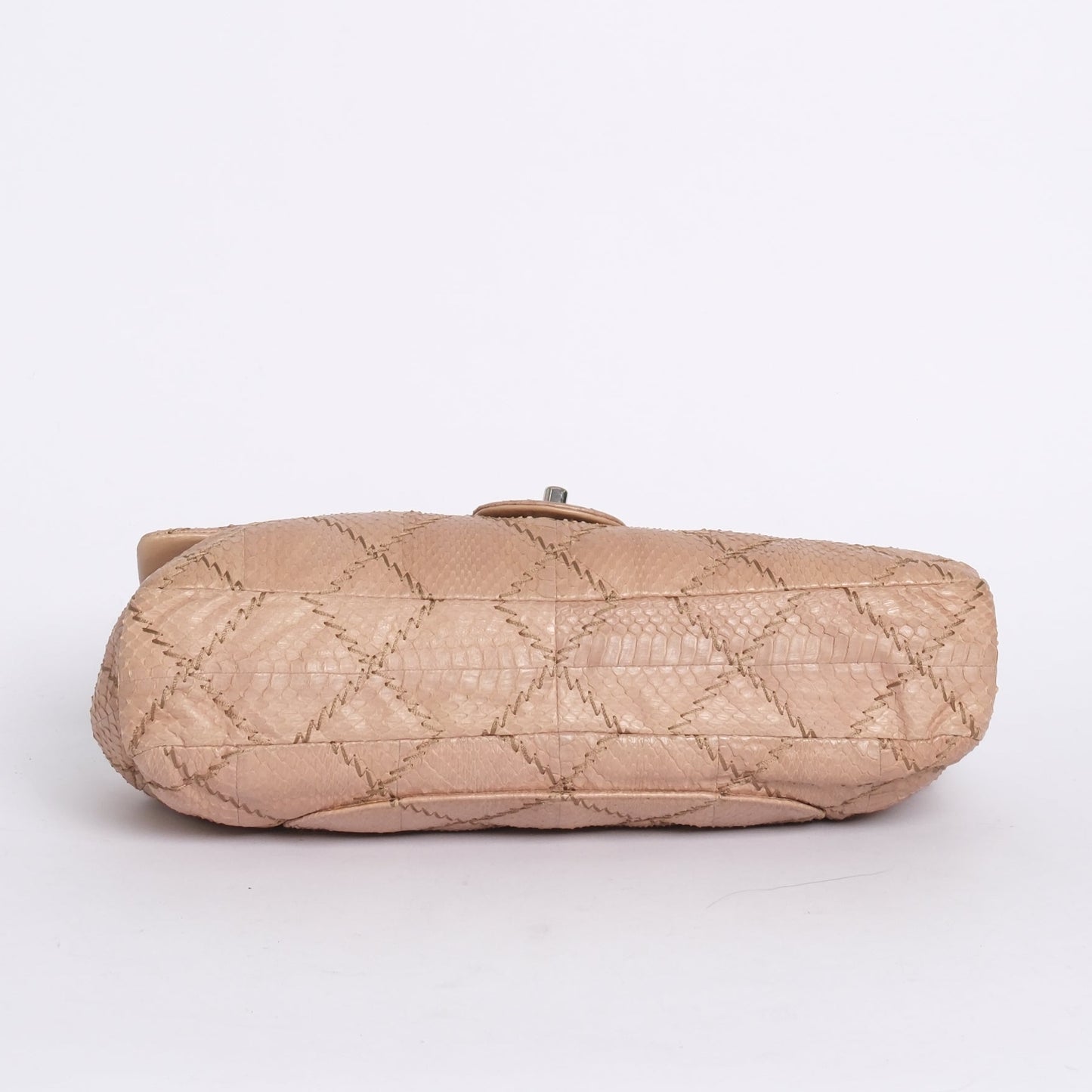 Chanel Beige Snakeskin Ultra Stitch Quilted Flap SHW