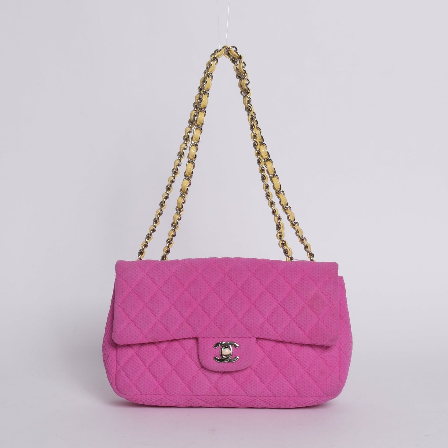 Chanel Pink & Yellow Coco Beach Mesh Leather Chain Flap SHW