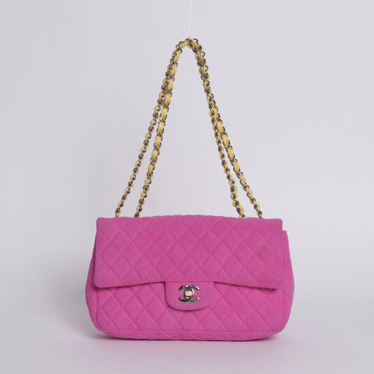 Chanel Pink & Yellow Coco Beach Mesh Leather Chain Flap SHW