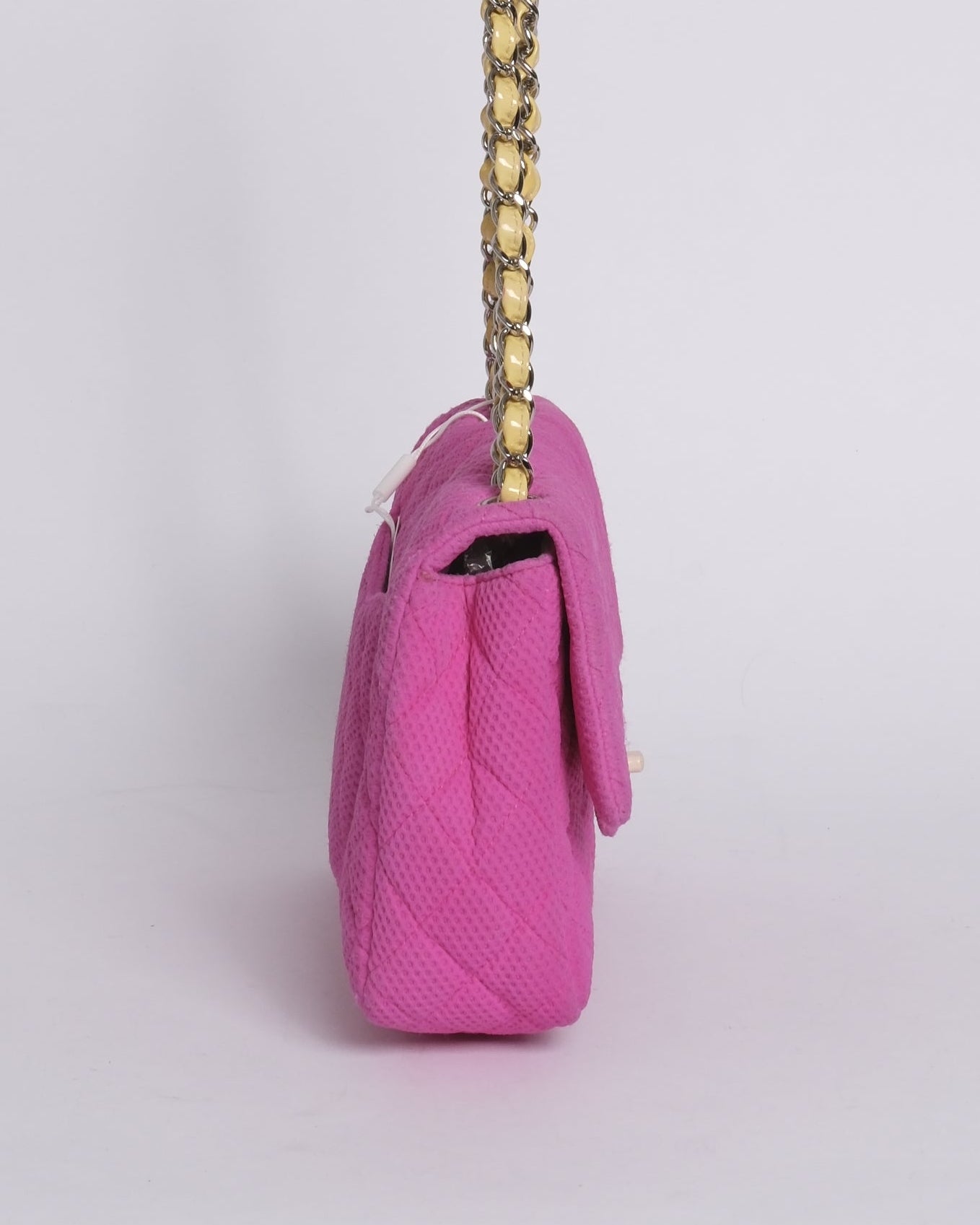 Chanel Pink & Yellow Coco Beach Mesh Leather Chain Flap SHW