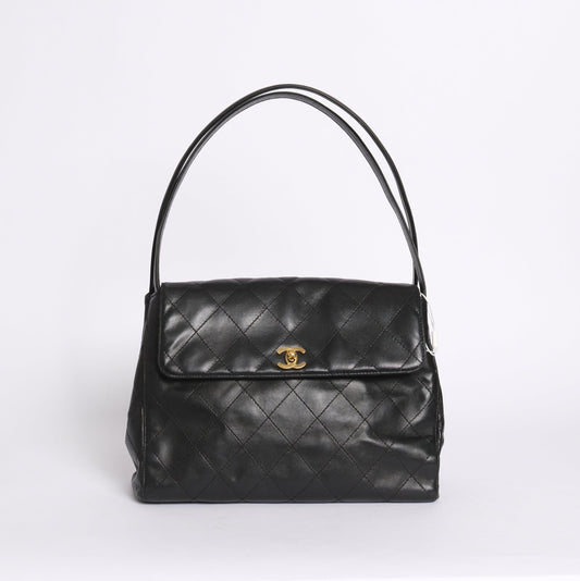 Chanel Black Lambskin Double Arc Handle Shoulder Bag