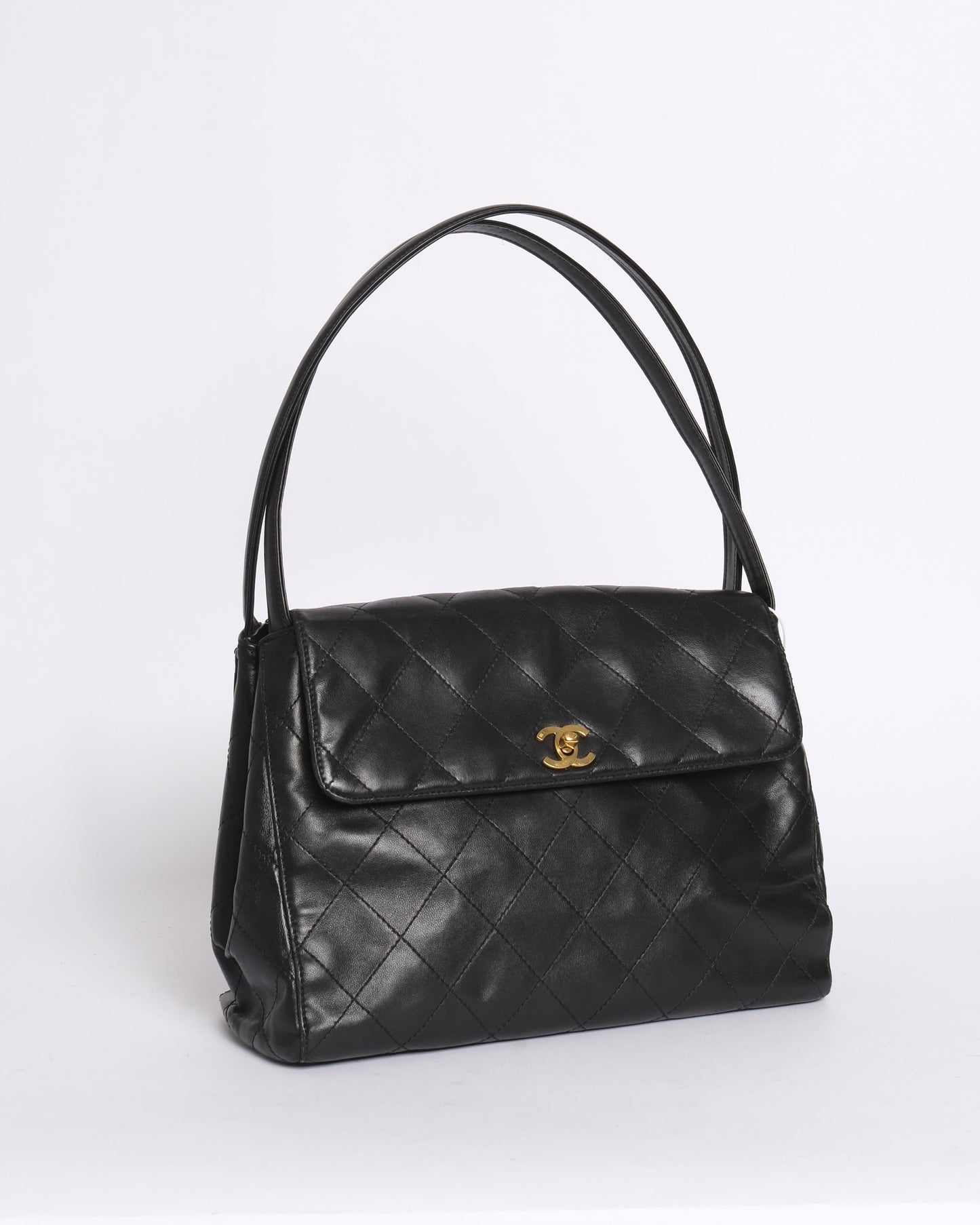 Chanel Black Lambskin Double Arc Handle Shoulder Bag