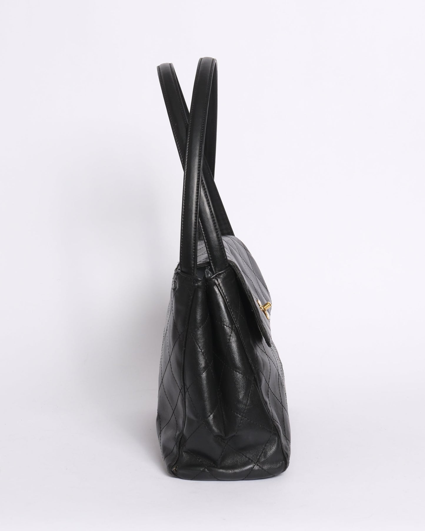 Chanel Black Lambskin Double Arc Handle Shoulder Bag