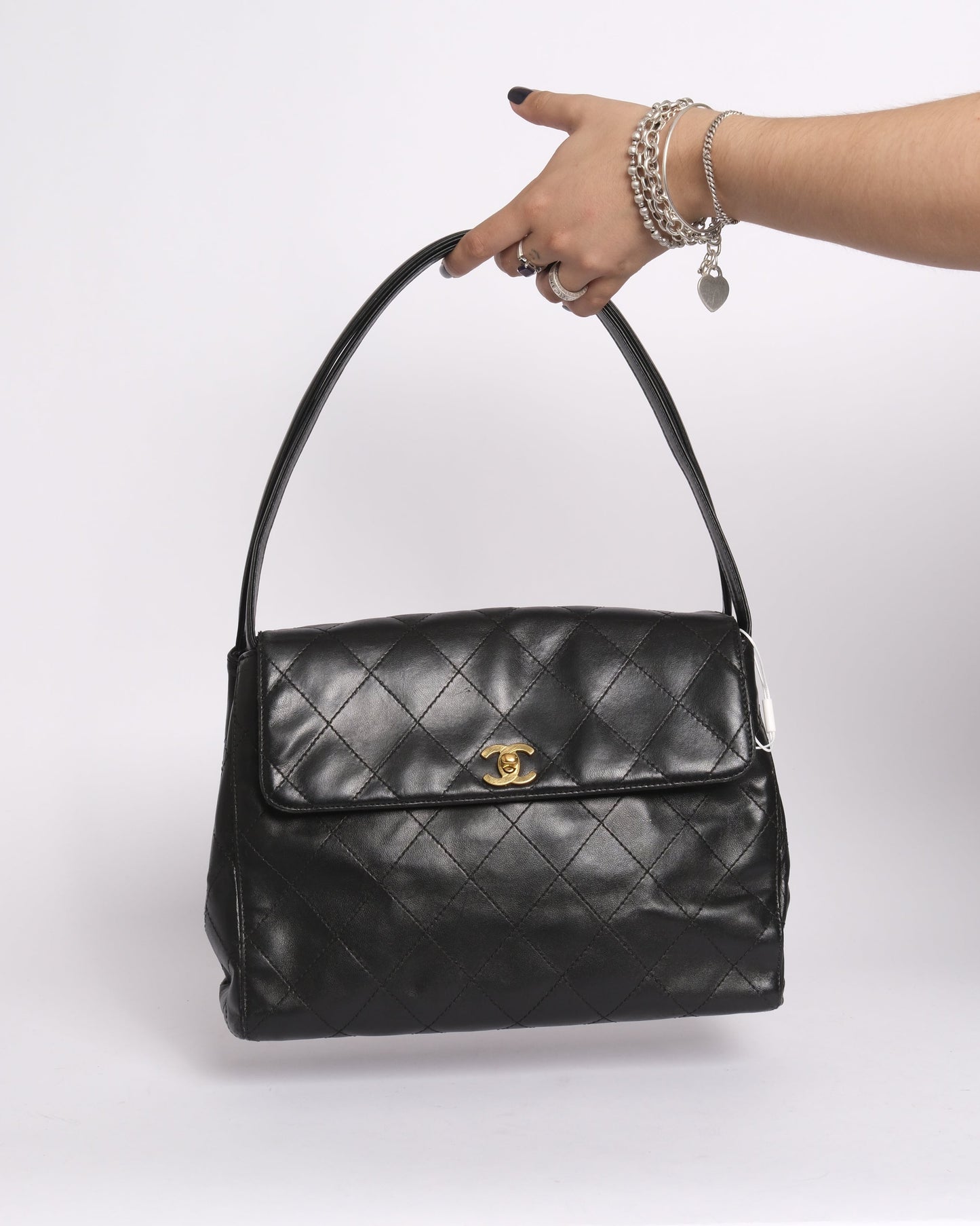 Chanel Black Lambskin Double Arc Handle Shoulder Bag