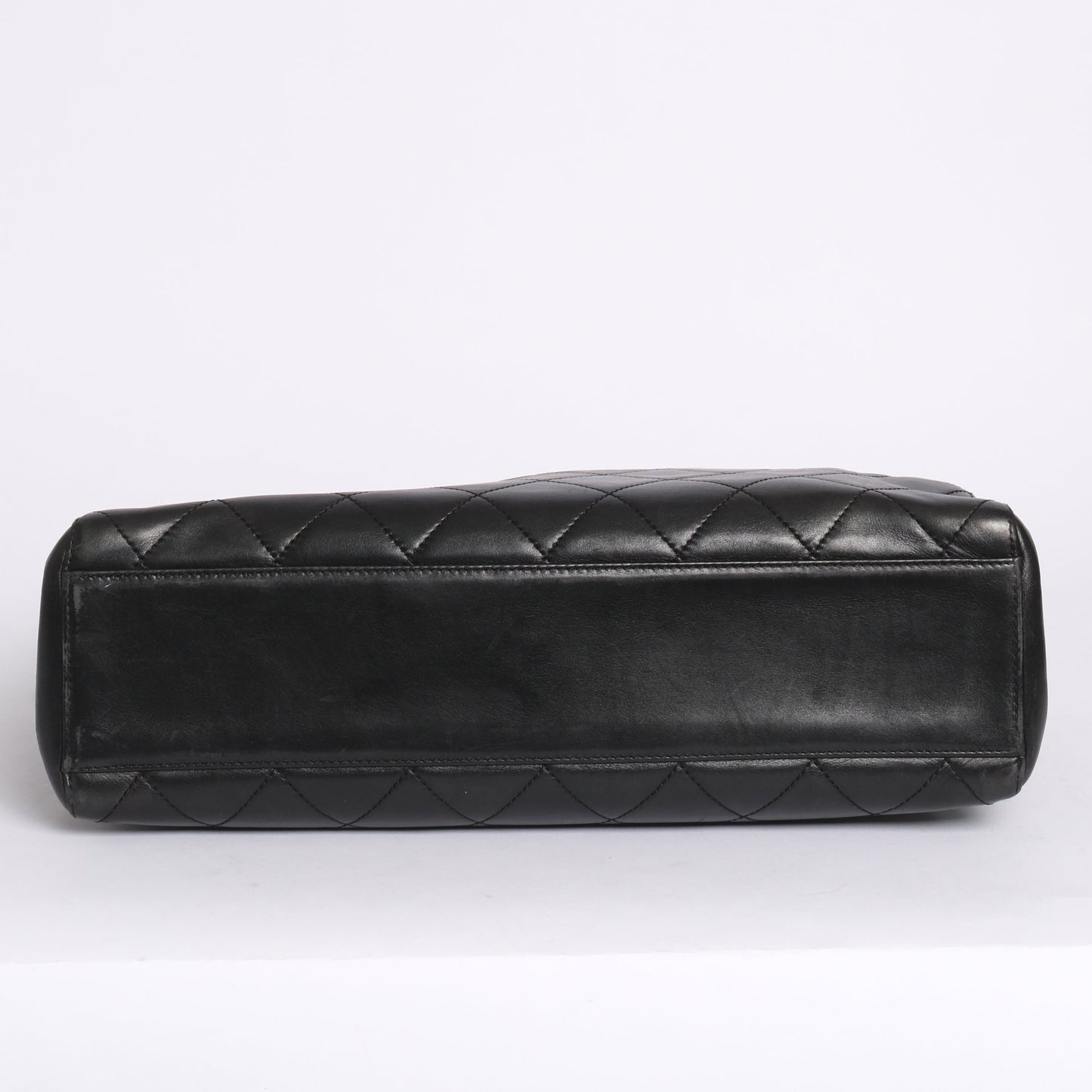 Chanel 2000 Black Lambskin Leather Quilted Matelasse Chain Shoulder Tote