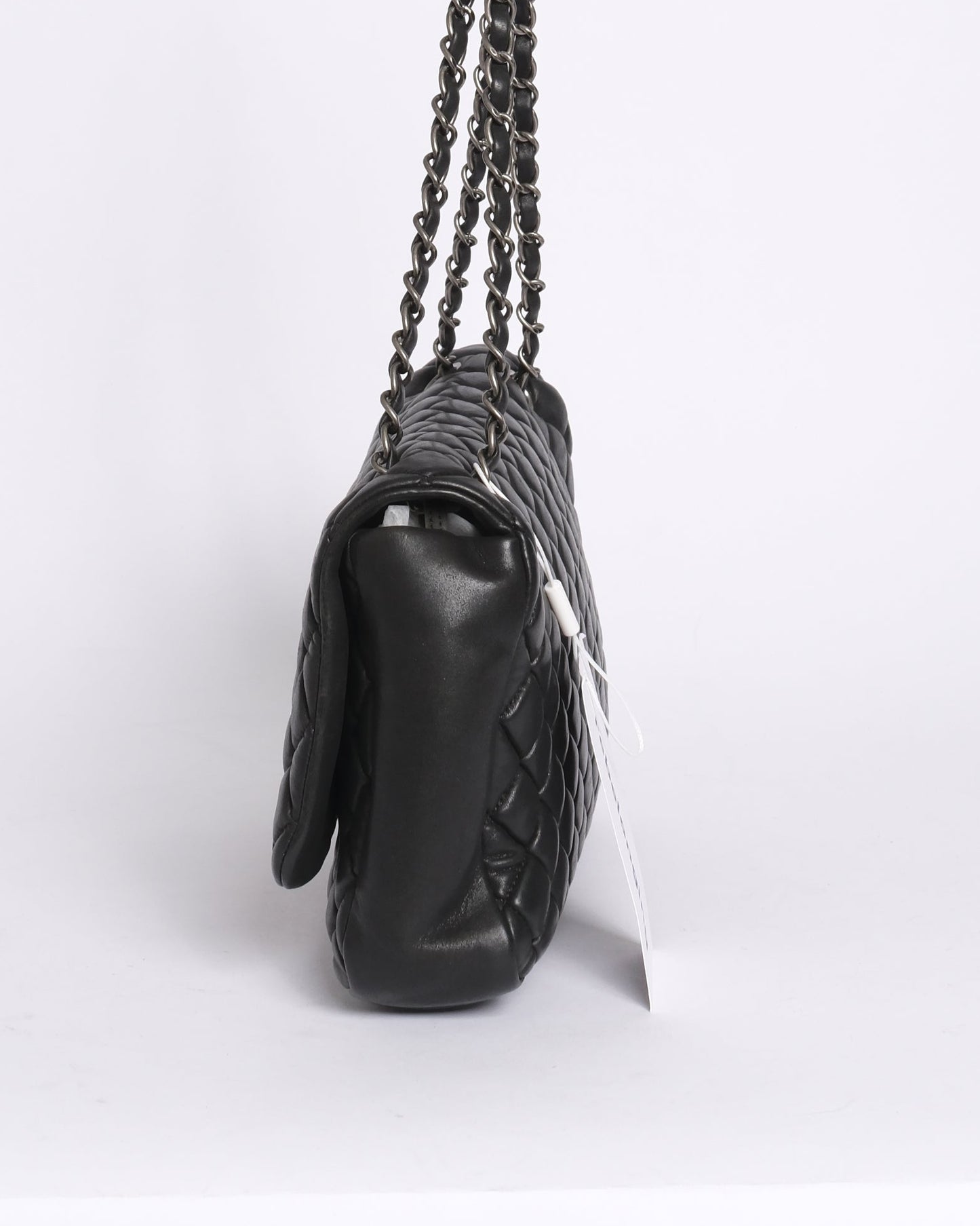Chanel Black Lambskin Leather Mini Quilted Flap SHW