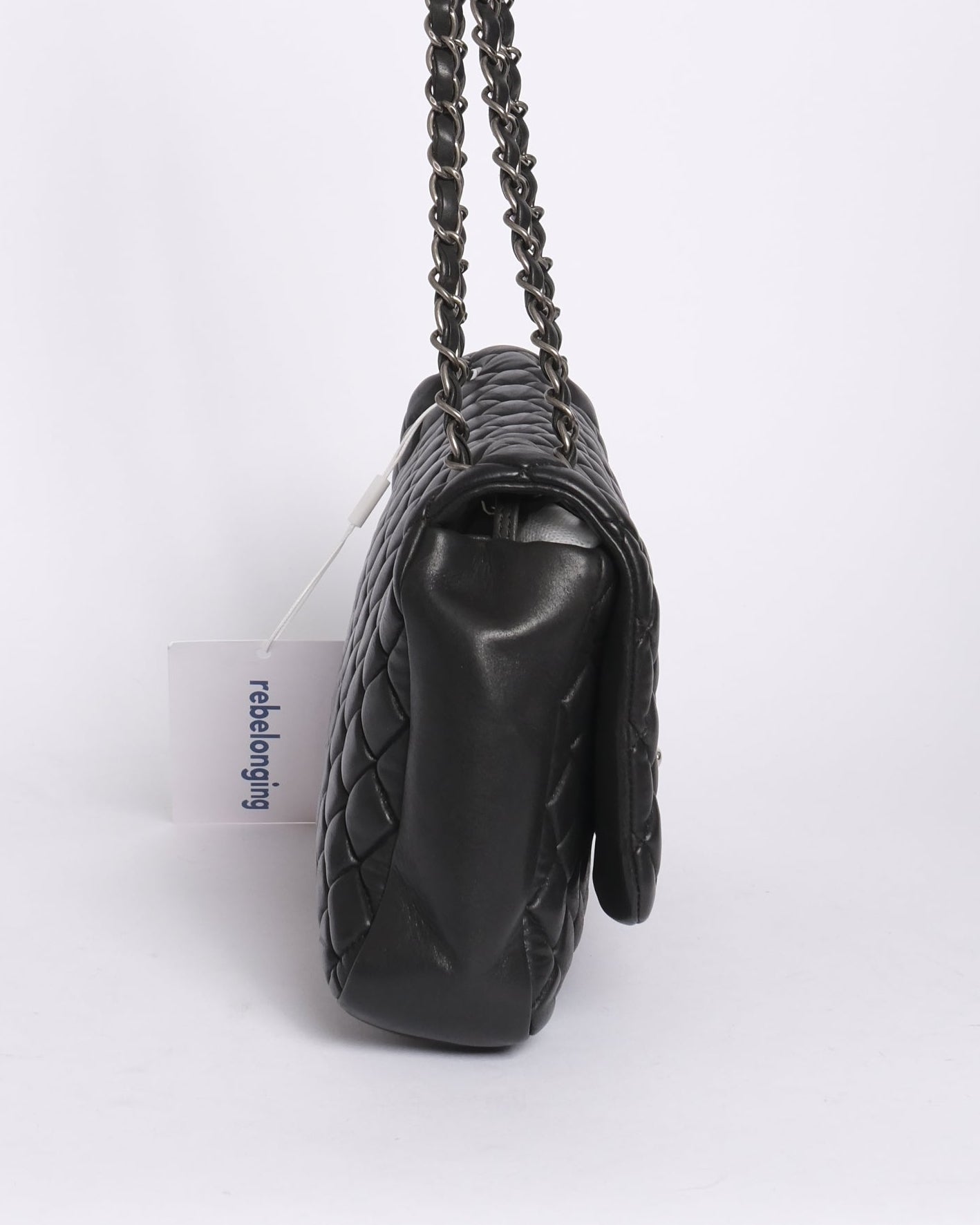 Chanel Black Lambskin Leather Mini Quilted Flap SHW
