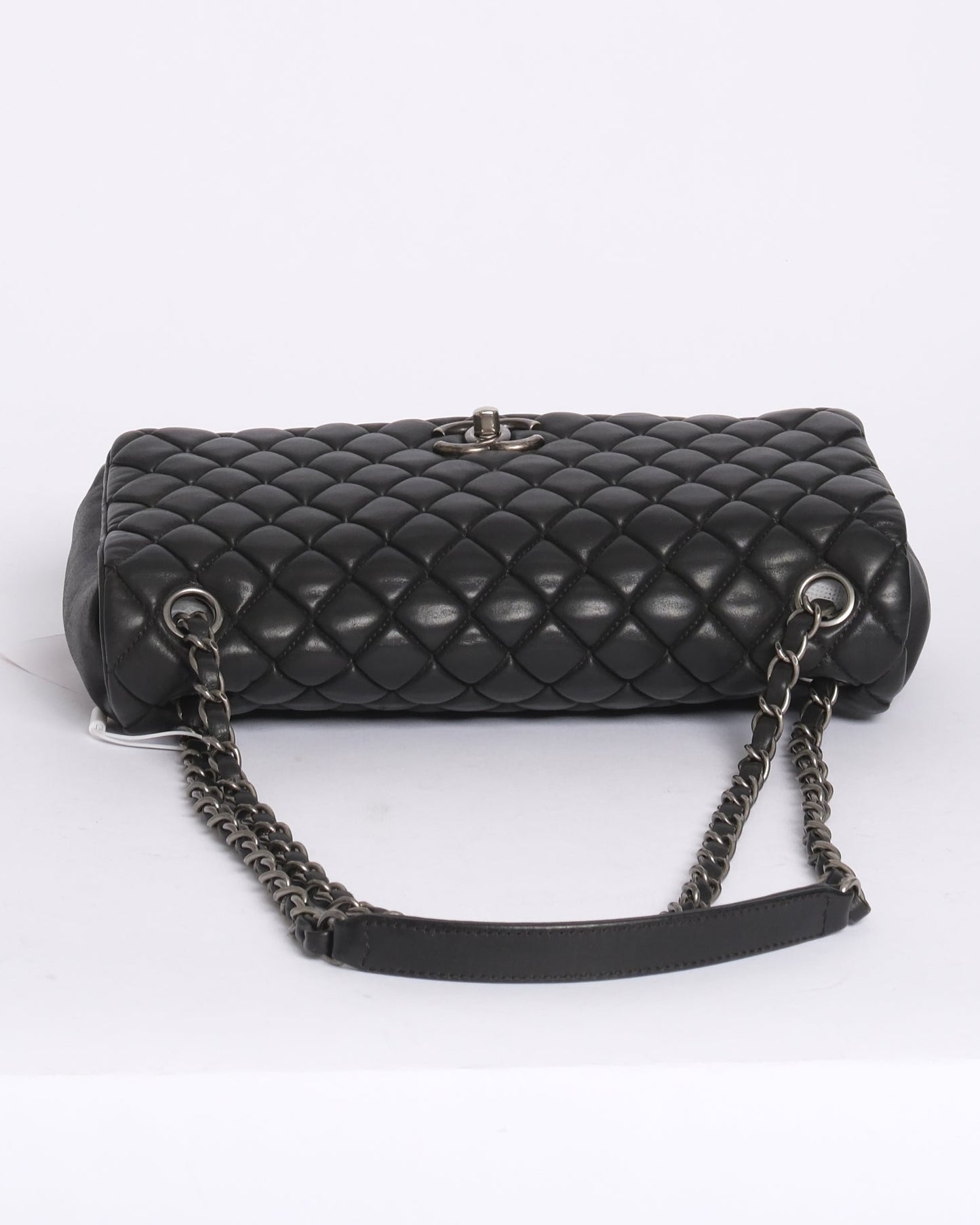 Chanel Black Lambskin Leather Mini Quilted Flap SHW