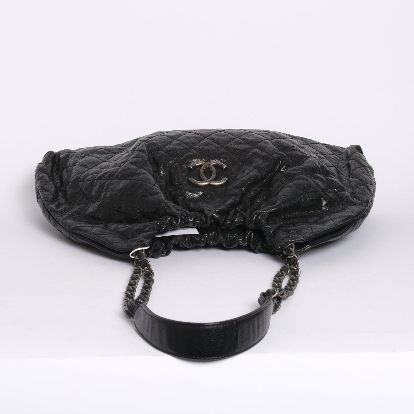 Chanel Black Caviar Leather Quilted Elastic CC Hobo Bag SHW