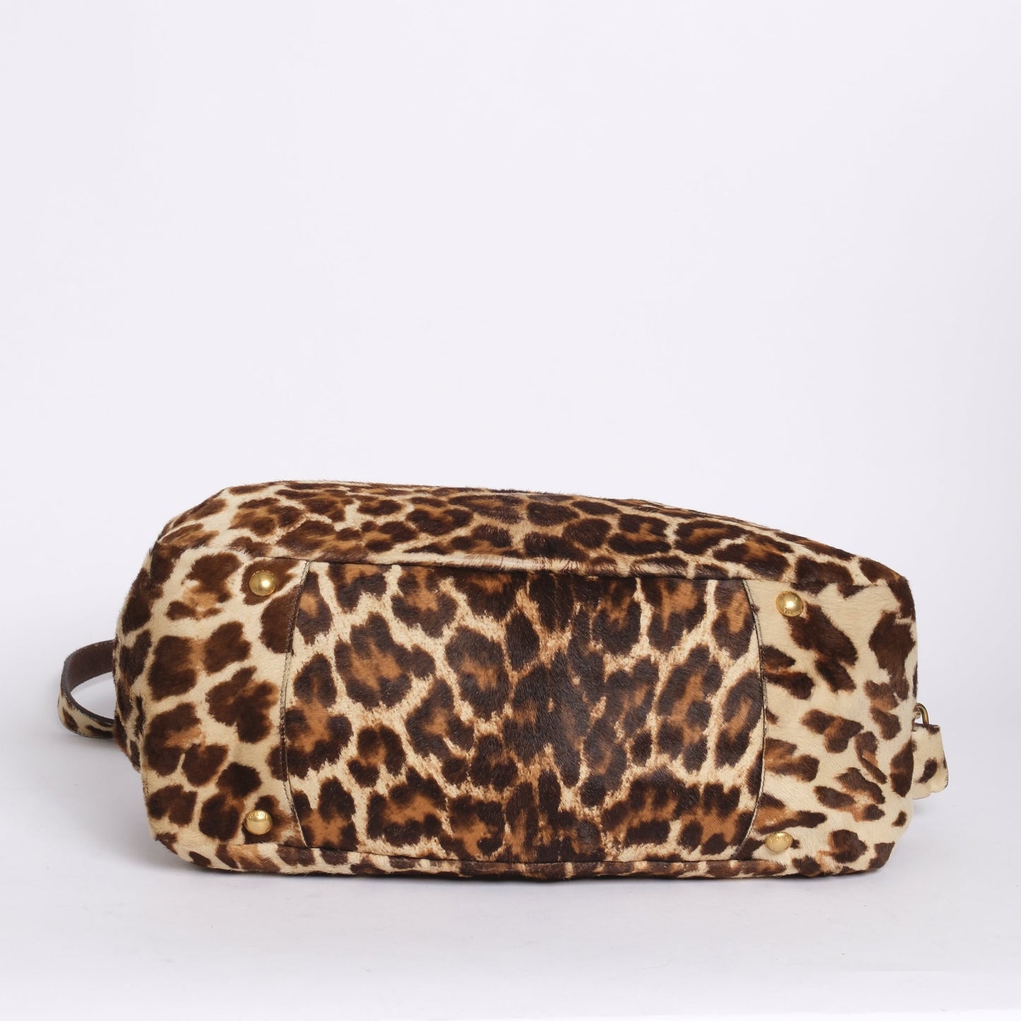 Prada Brown Pony Hair Cheetah Printed Cavaillino Bauletto Bag GHW