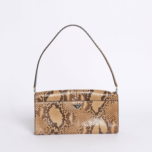 Prada Brown Python Leather Shoulder Bag