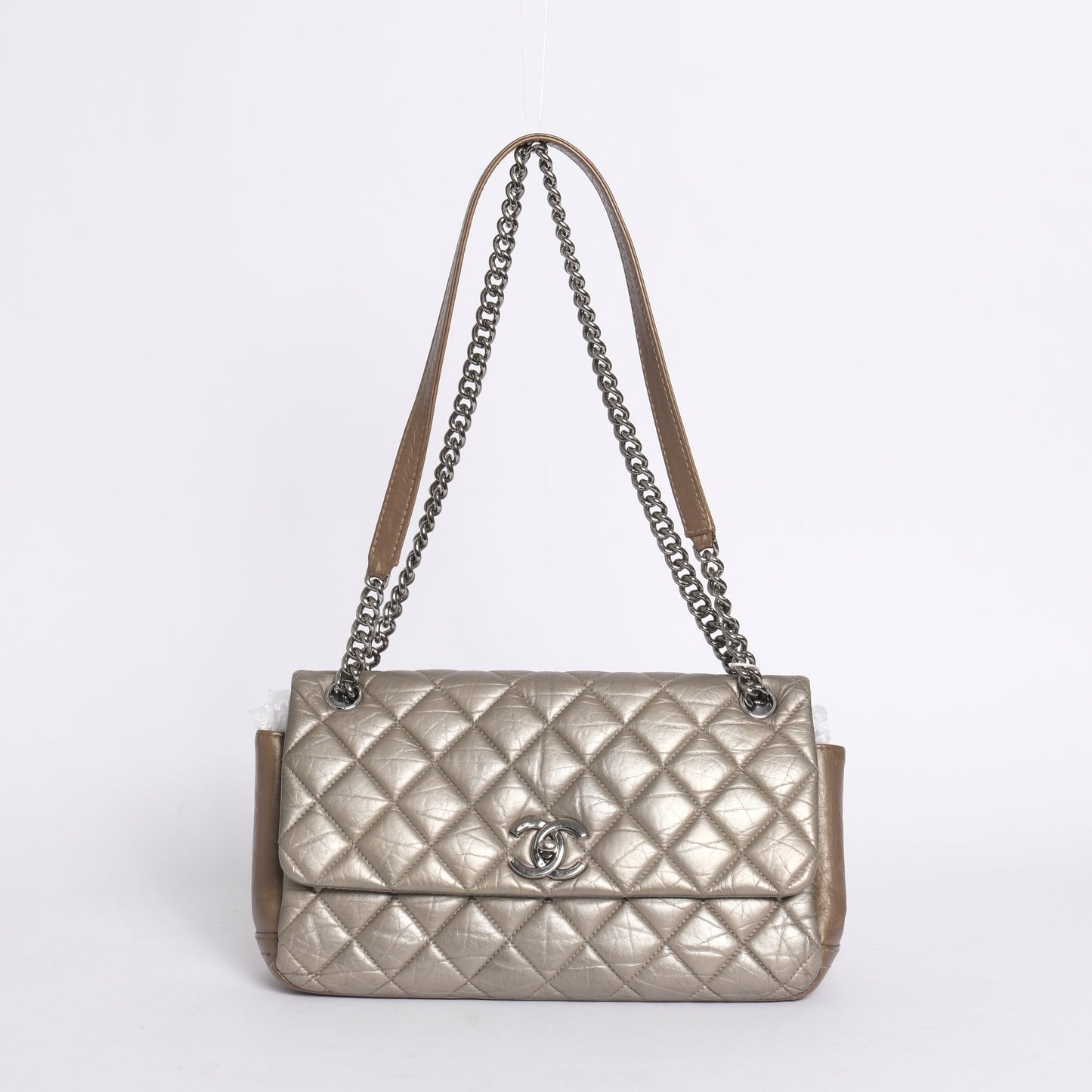 Chanel 2012 Champagne Metallic Lambskin Leather Flap Bag