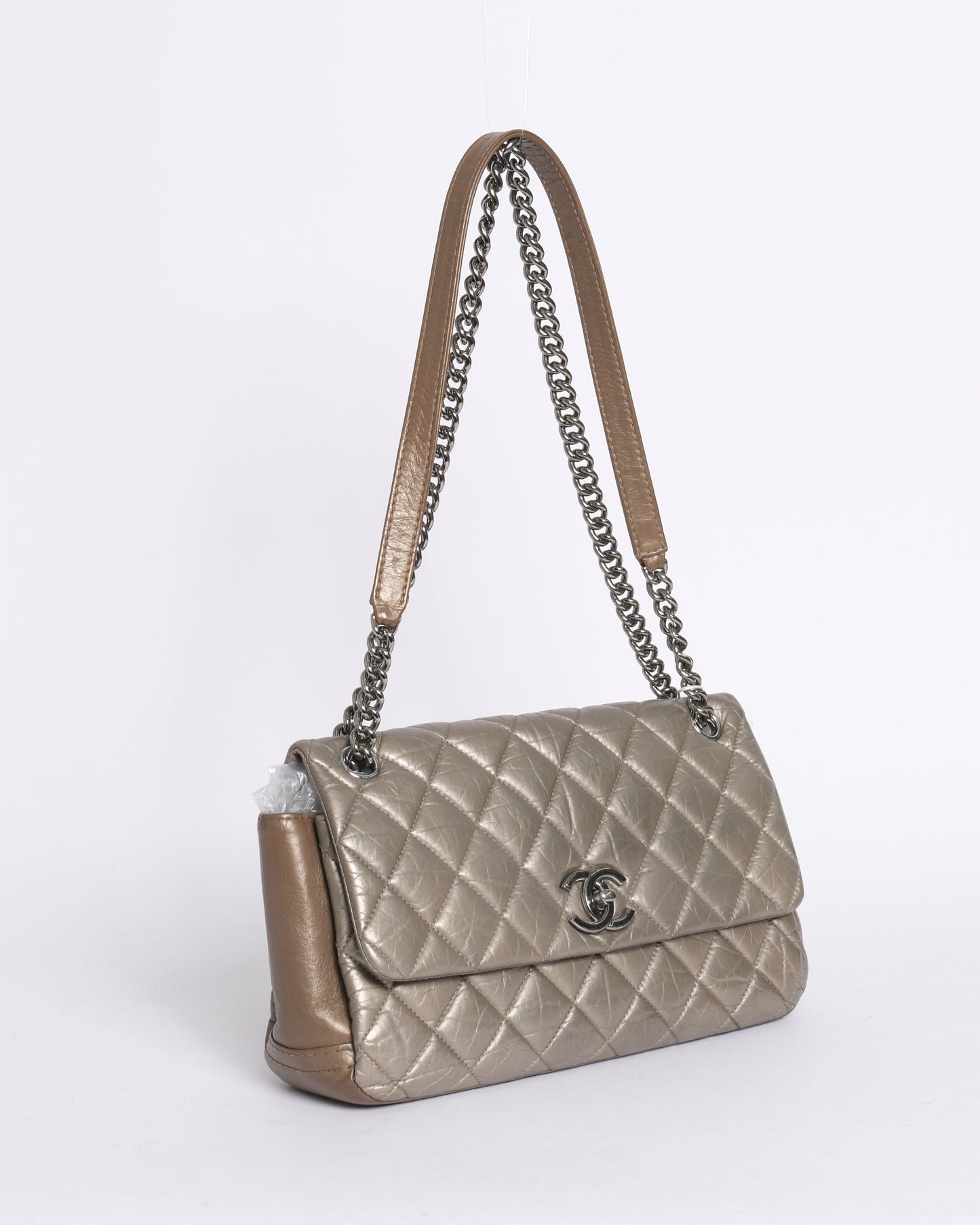 Chanel 2012 Champagne Metallic Lambskin Leather Flap Bag