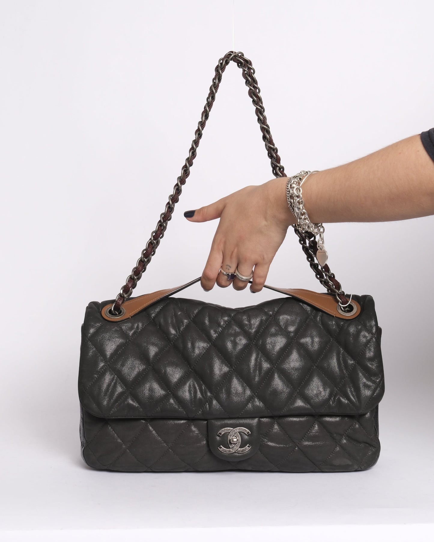 Chanel Iridescent Gray ‘In The Mix’ Matelasse 2-Way Maxi Flap