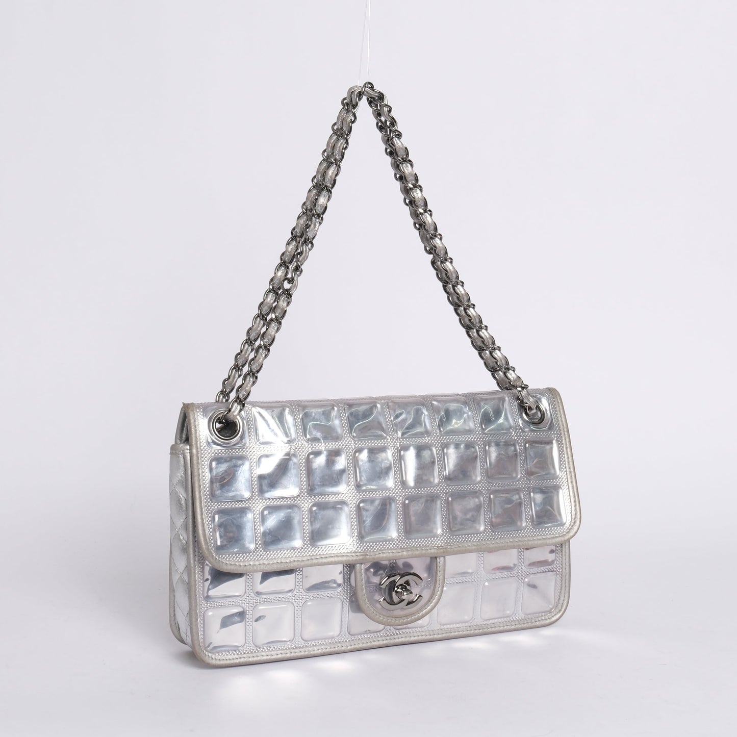 Chanel PVC & Lambskin Silver Ice Cube Flap Bag