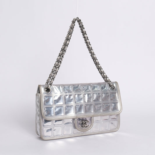 Chanel PVC & Lambskin Silver Ice Cube Flap Bag