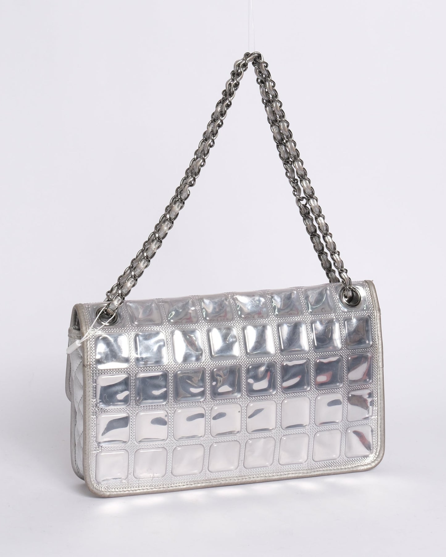 Chanel PVC & Lambskin Silver Ice Cube Flap Bag
